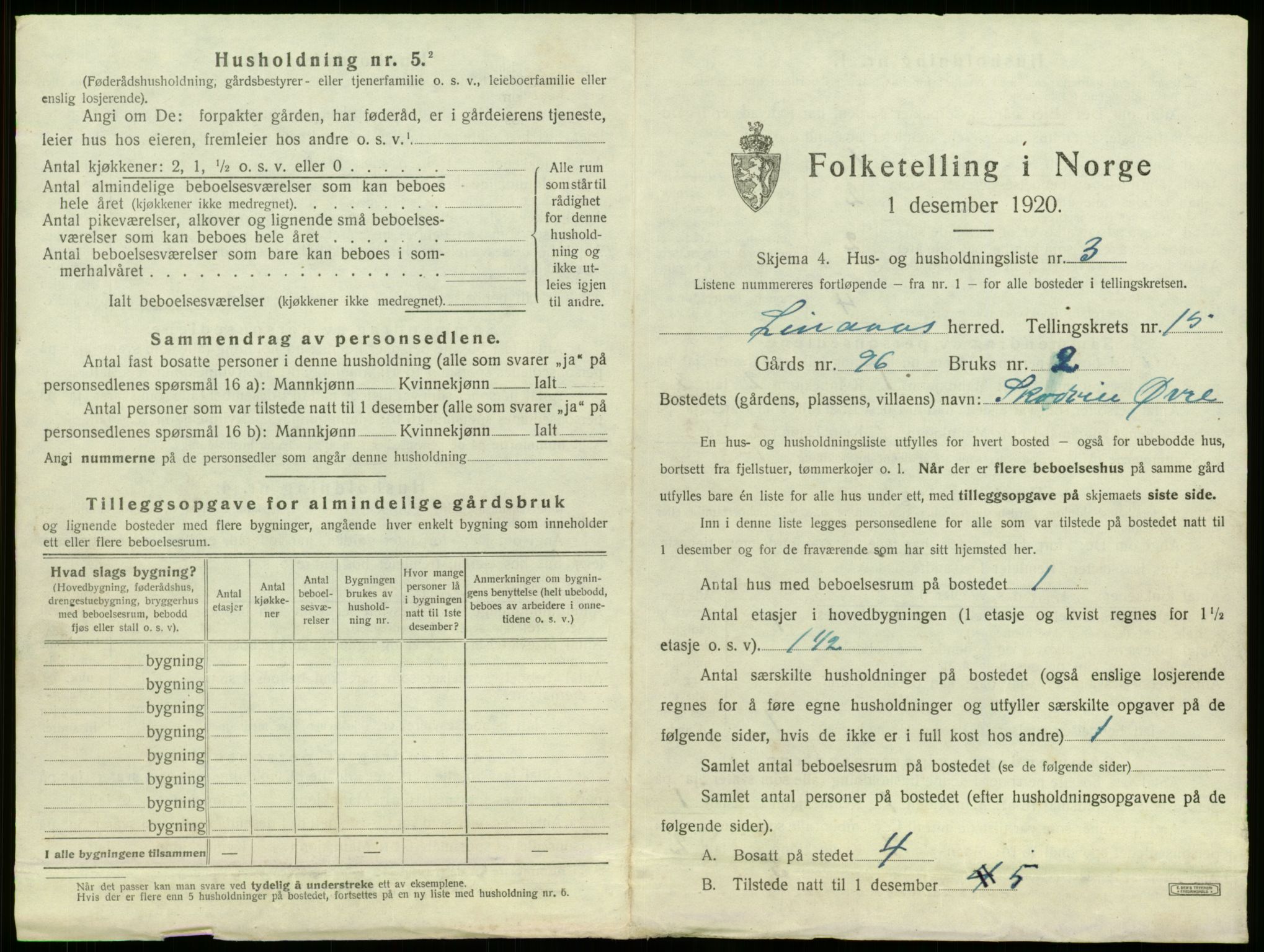 SAB, 1920 census for Lindås, 1920, p. 1001