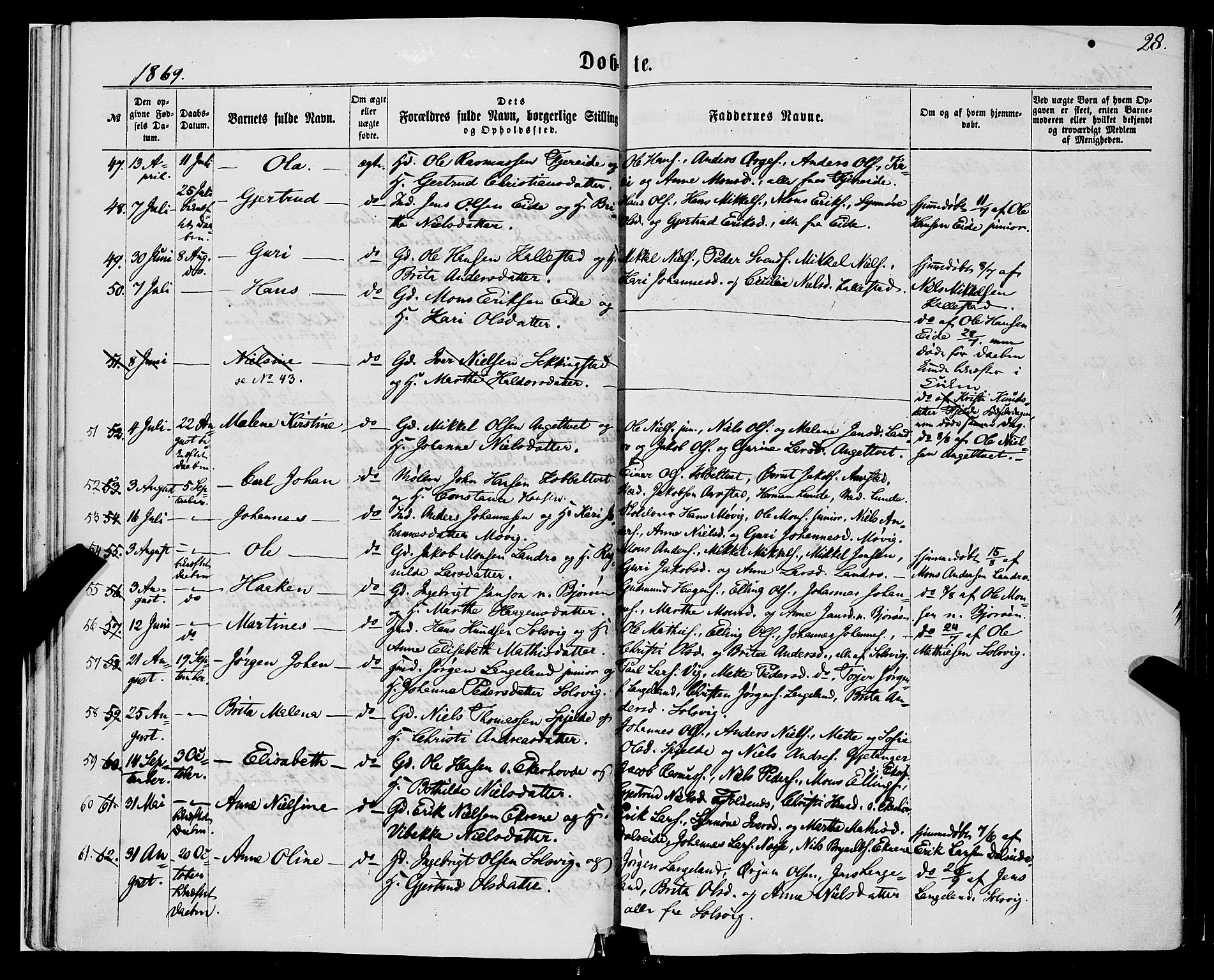 Fjell sokneprestembete, SAB/A-75301/H/Haa: Parish register (official) no. A 3, 1864-1877, p. 28