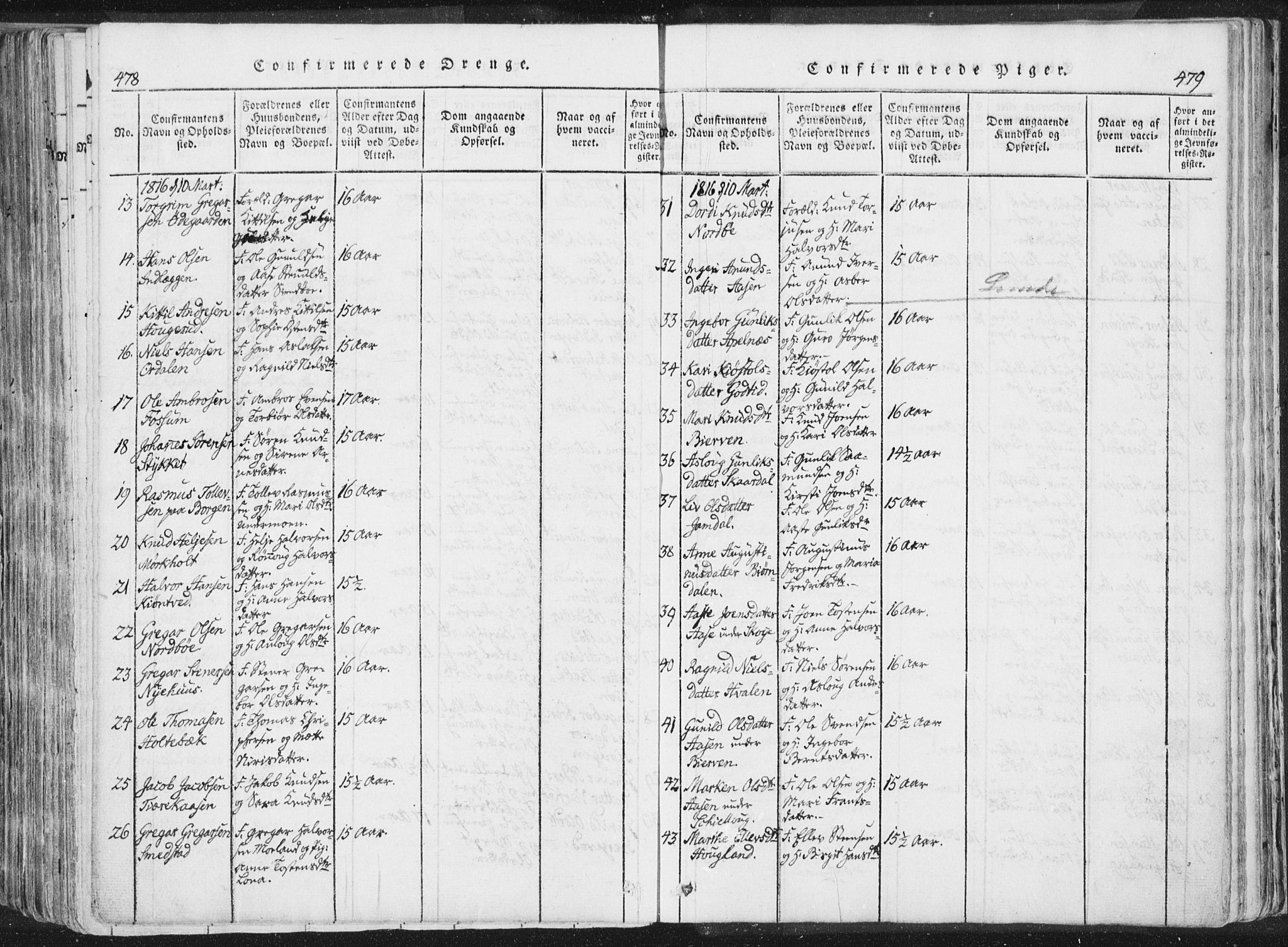 Bø kirkebøker, AV/SAKO-A-257/F/Fa/L0006: Parish register (official) no. 6, 1815-1831, p. 478-479