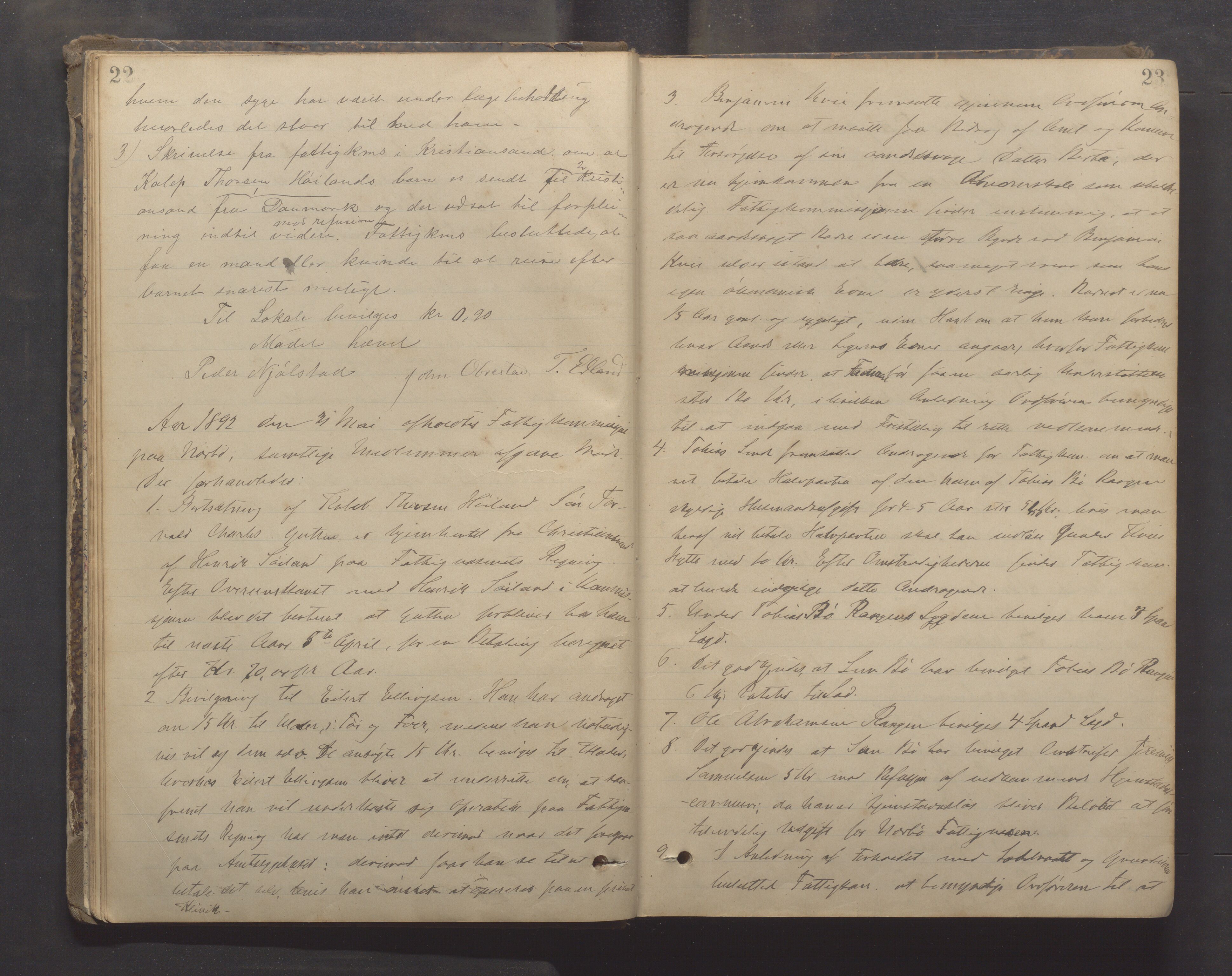 Nærbø kommune- Fattigkommisjon/Fattigstyret/Forsorgstyret, IKAR/K-101038/A/L0002: Møtebok, 1891-1919, p. 22-23