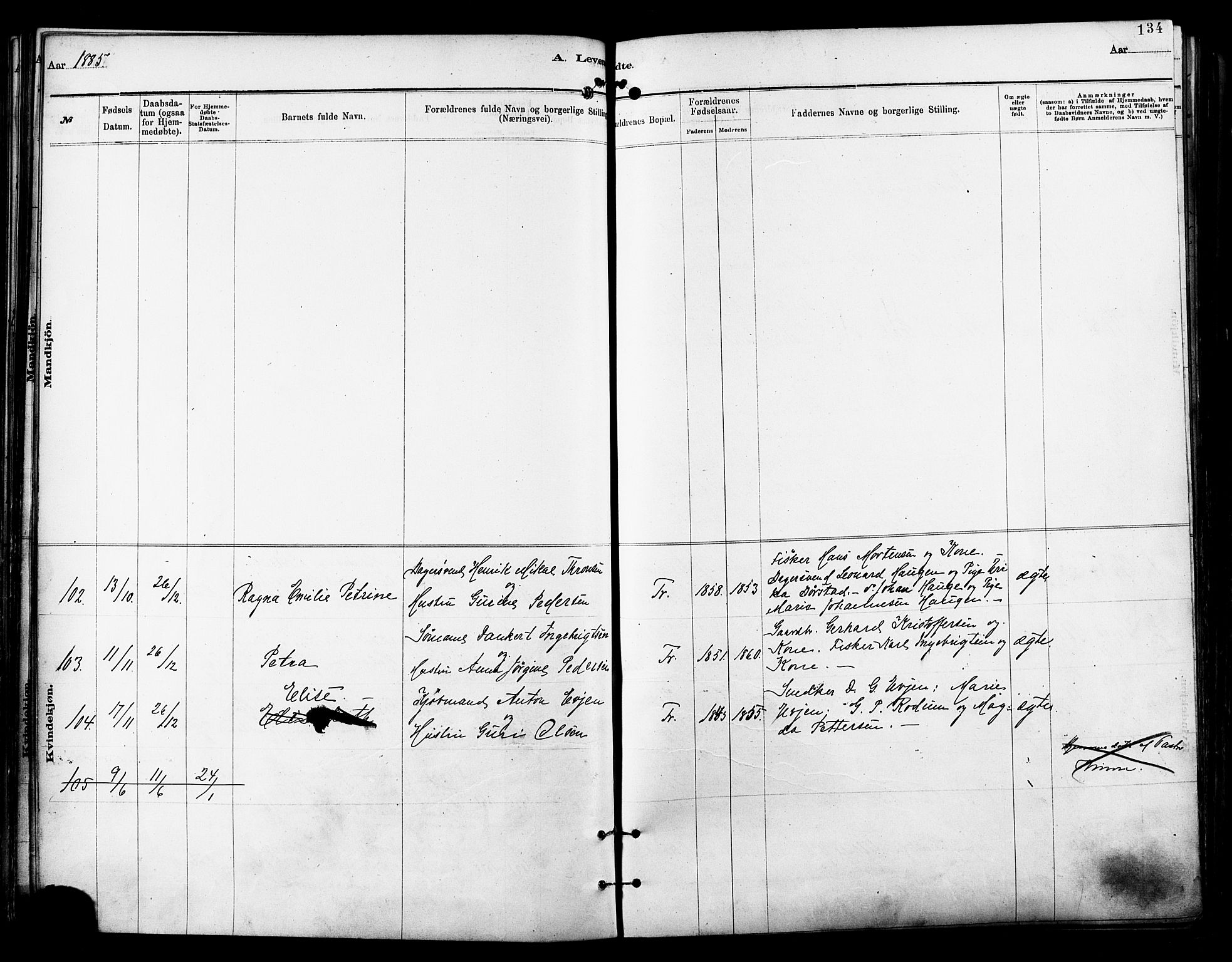 Tromsø sokneprestkontor/stiftsprosti/domprosti, SATØ/S-1343/G/Ga/L0014kirke: Parish register (official) no. 14, 1878-1888, p. 134