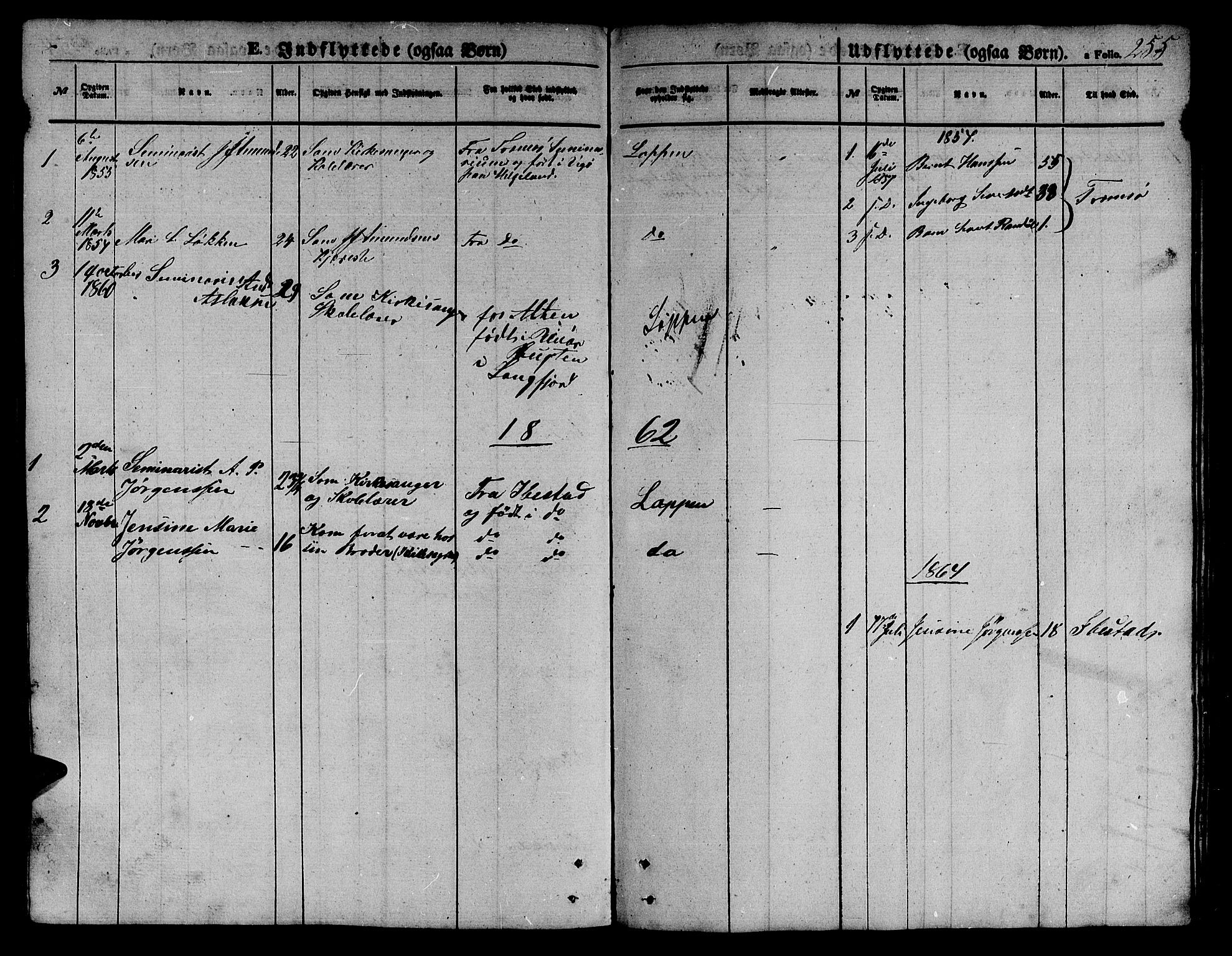 Loppa sokneprestkontor, SATØ/S-1339/H/Hb/L0002klokker: Parish register (copy) no. 2, 1850-1880, p. 255