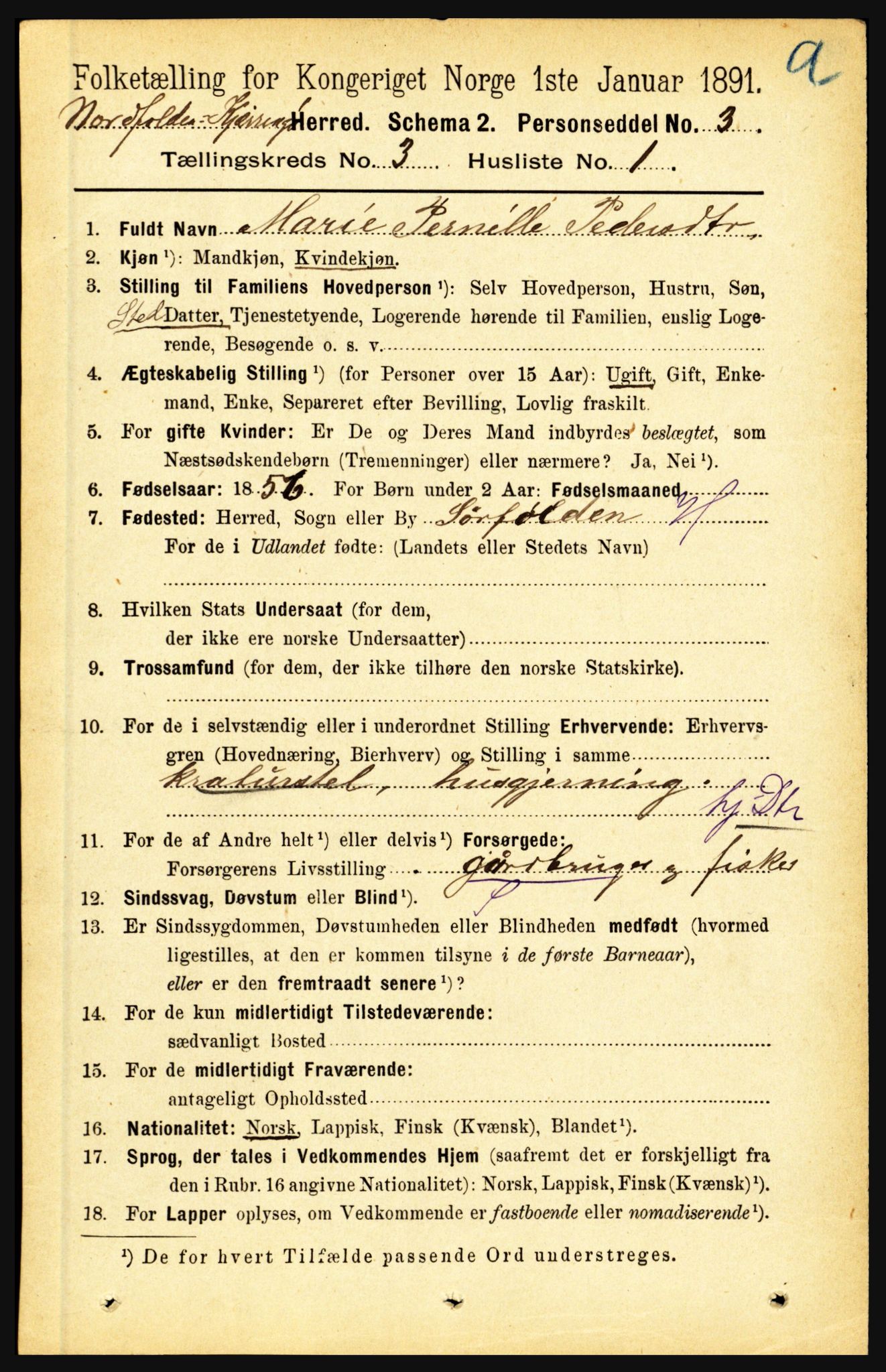 RA, 1891 census for 1846 Nordfold-Kjerringøy, 1891, p. 721