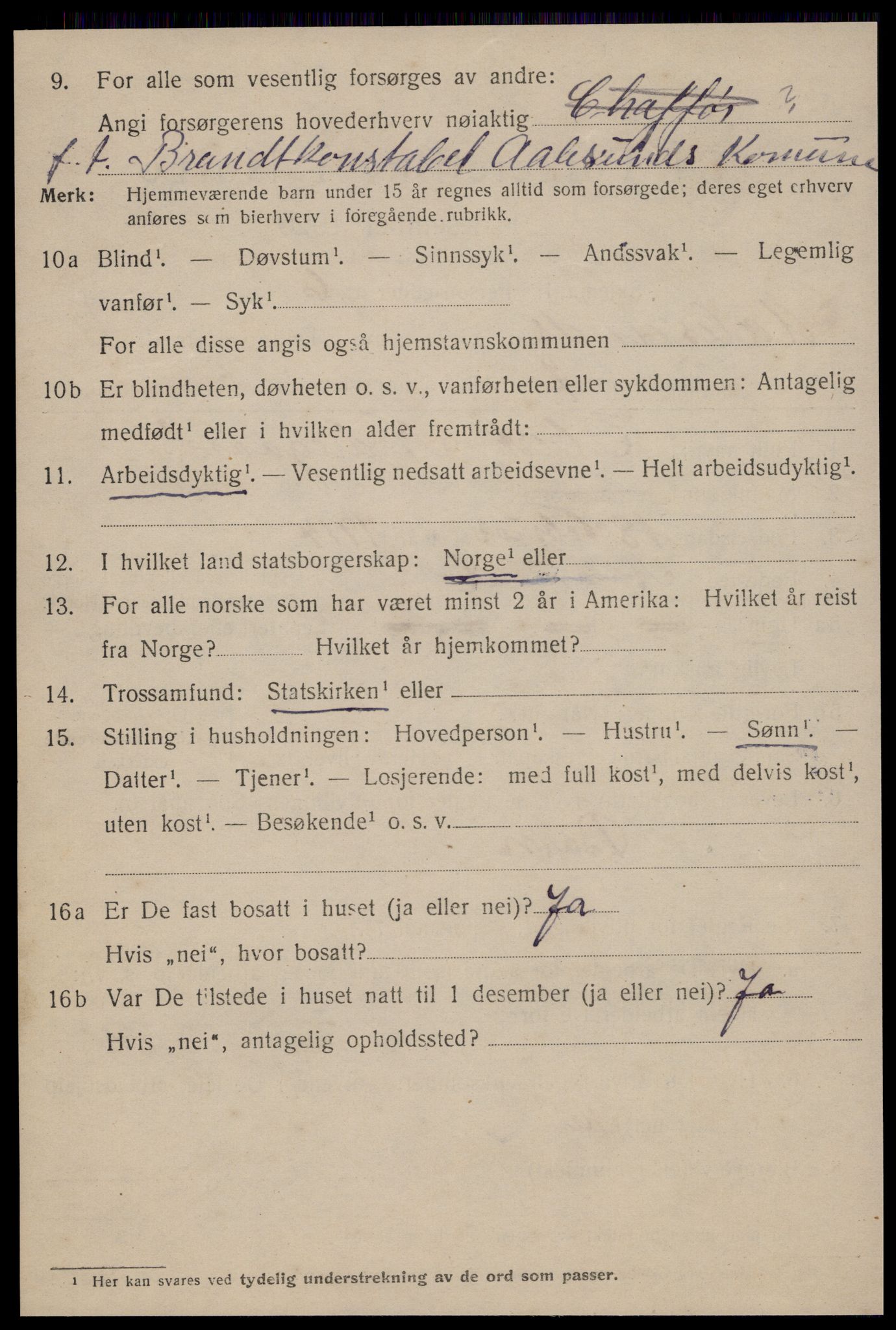 SAT, 1920 census for Ålesund, 1920, p. 14543