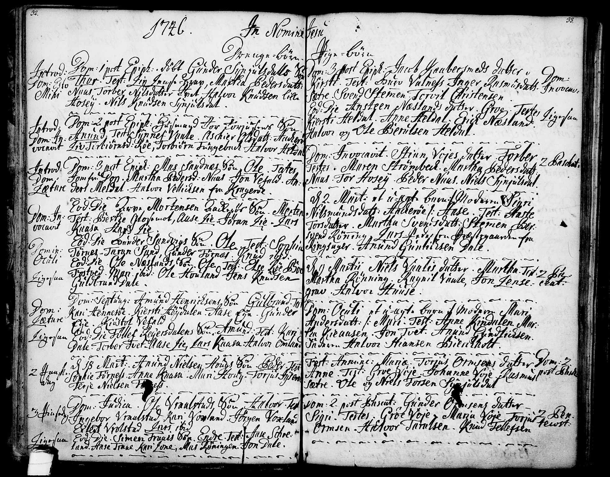 Drangedal kirkebøker, AV/SAKO-A-258/F/Fa/L0001: Parish register (official) no. 1, 1697-1767, p. 32-33