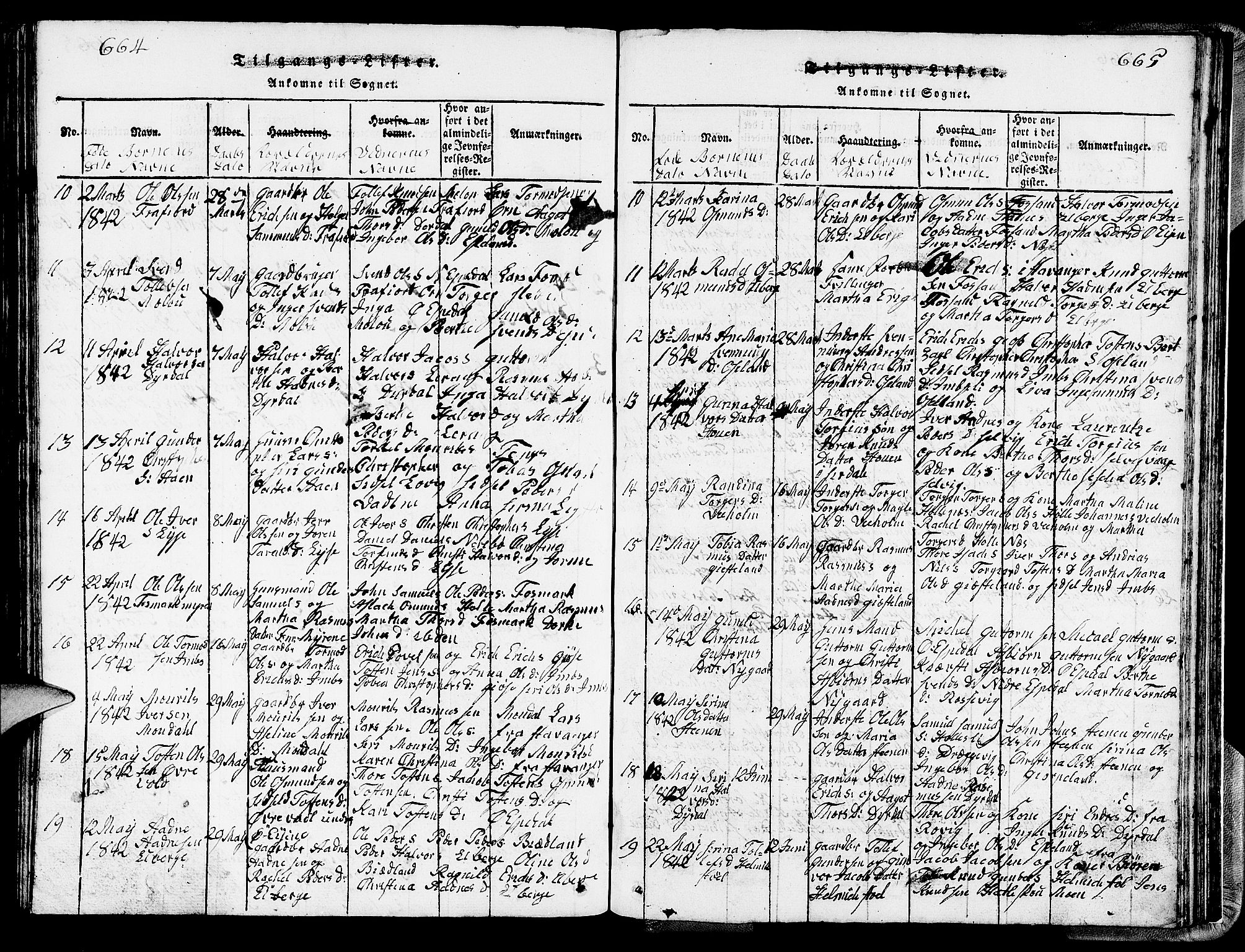 Strand sokneprestkontor, SAST/A-101828/H/Ha/Hab/L0002: Parish register (copy) no. B 2, 1816-1854, p. 664-665