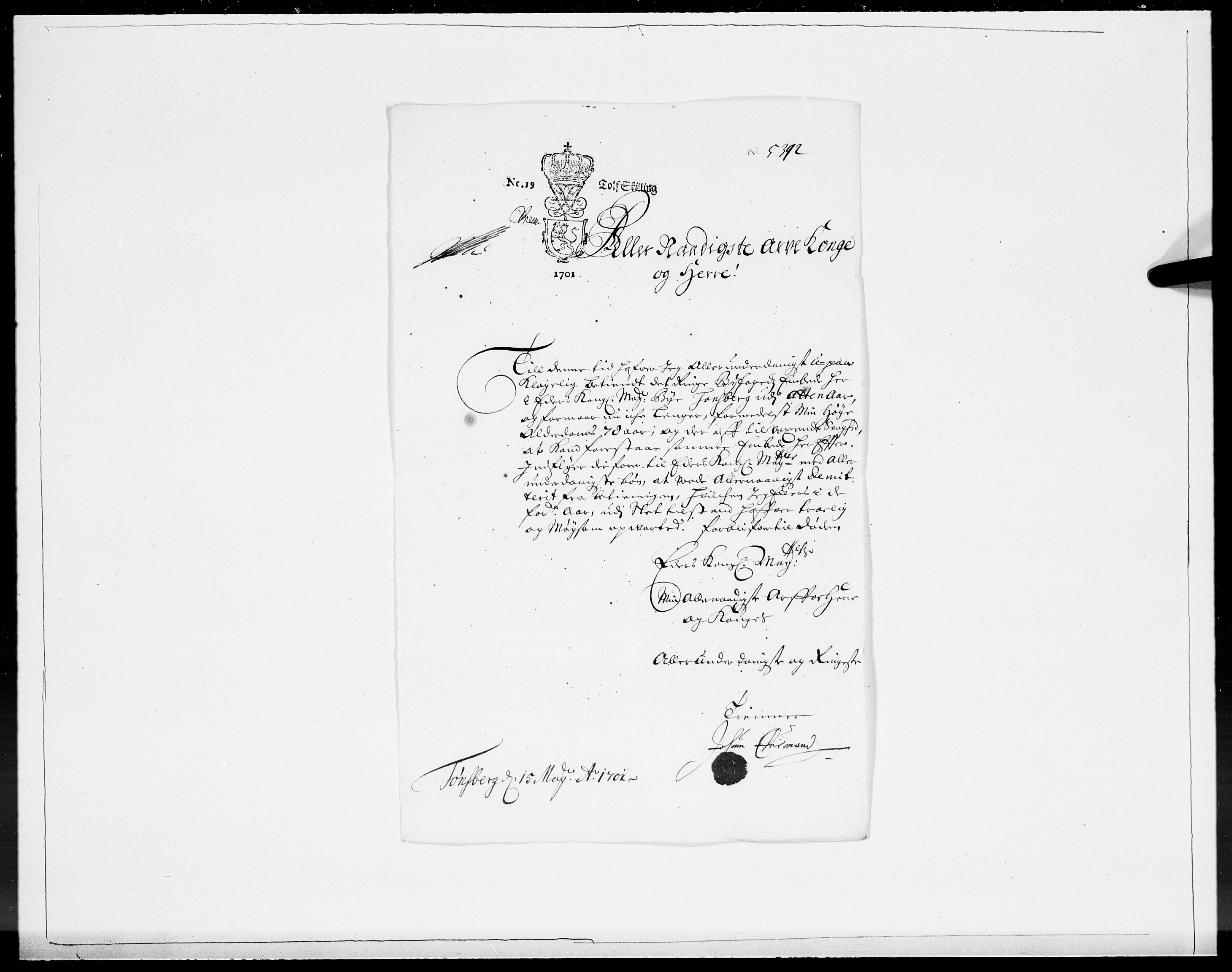 Danske Kanselli 1572-1799, AV/RA-EA-3023/F/Fc/Fcc/Fcca/L0052: Norske innlegg 1572-1799, 1701, p. 239