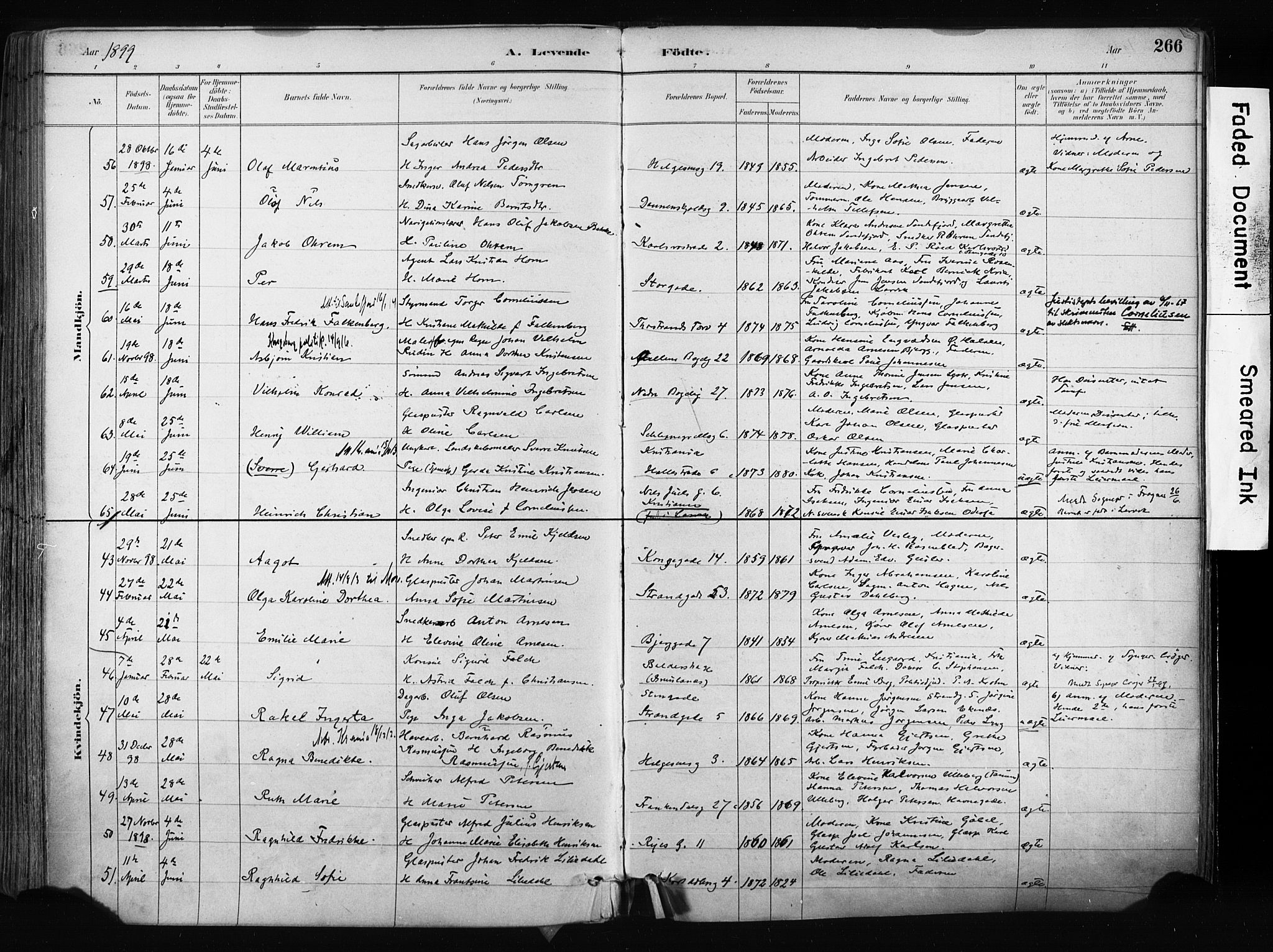 Larvik kirkebøker, SAKO/A-352/F/Fa/L0009: Parish register (official) no. I 9, 1884-1904, p. 266