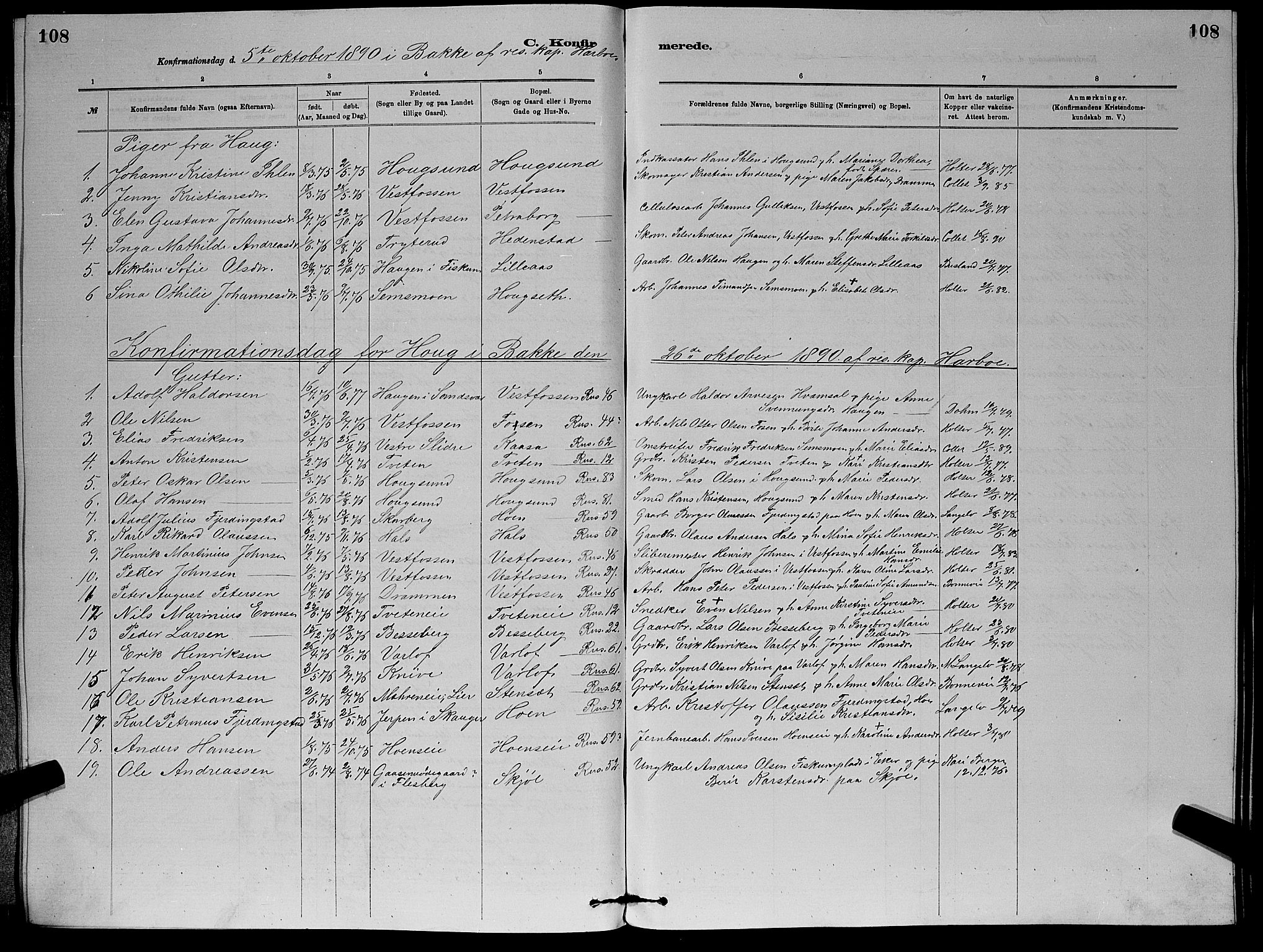 Eiker kirkebøker, AV/SAKO-A-4/G/Gb/L0003: Parish register (copy) no. II 3, 1880-1893, p. 108