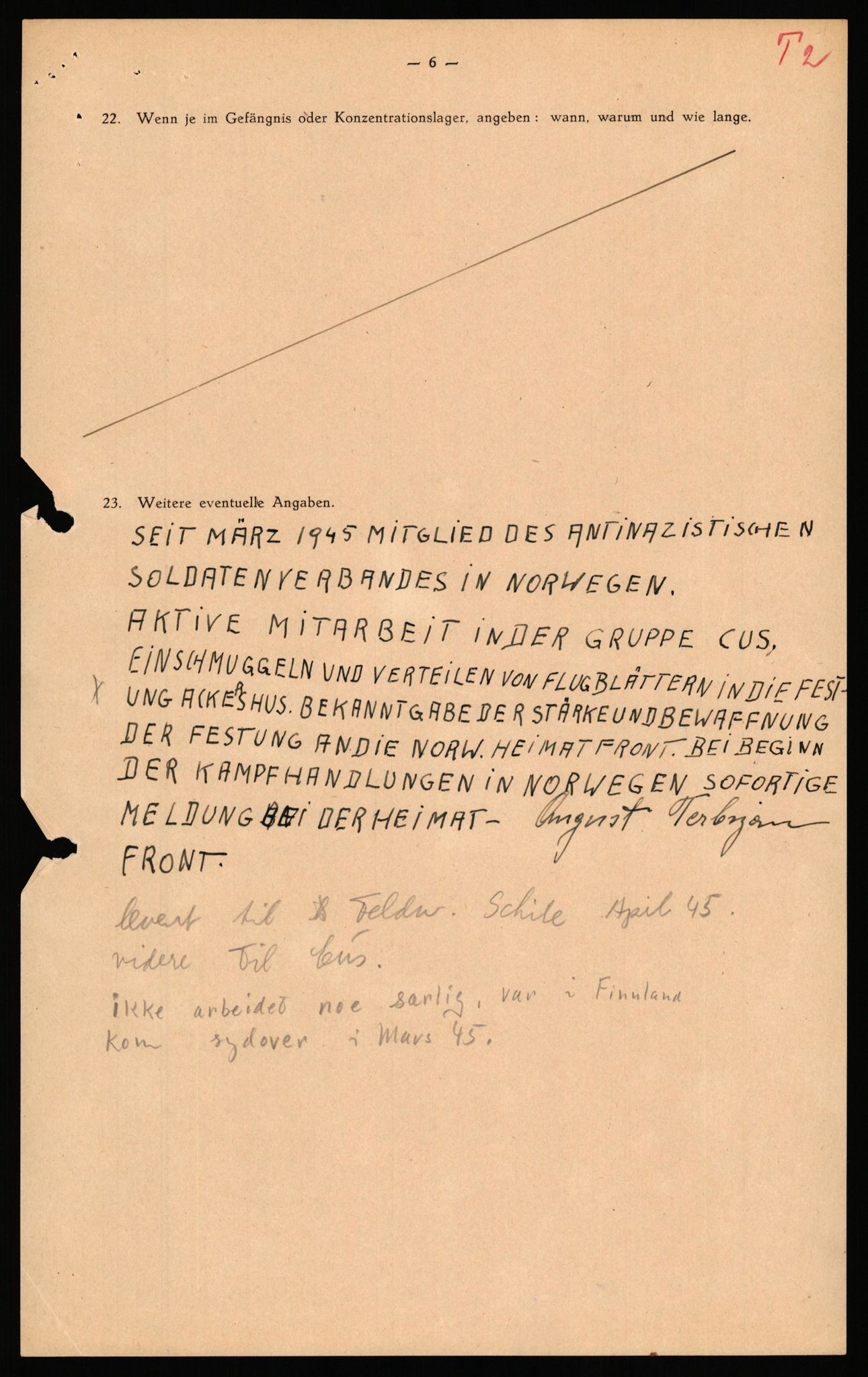 Forsvaret, Forsvarets overkommando II, AV/RA-RAFA-3915/D/Db/L0040: CI Questionaires. Tyske okkupasjonsstyrker i Norge. Østerrikere., 1945-1946, p. 292