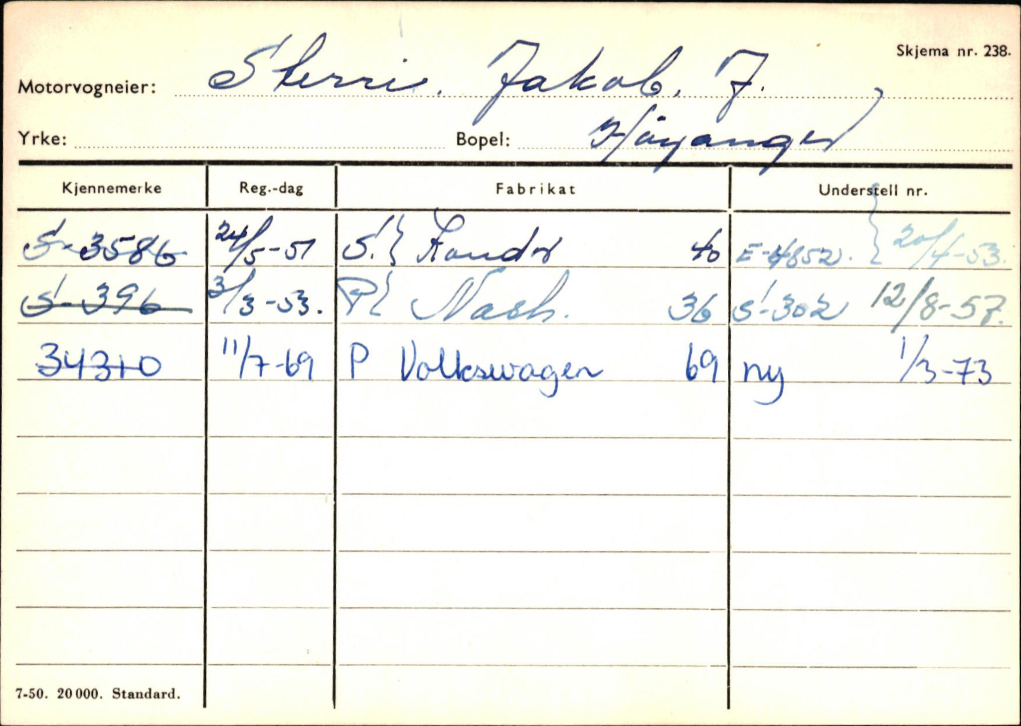 Statens vegvesen, Sogn og Fjordane vegkontor, SAB/A-5301/4/F/L0131: Eigarregister Høyanger P-Å. Stryn S-Å, 1945-1975, p. 357