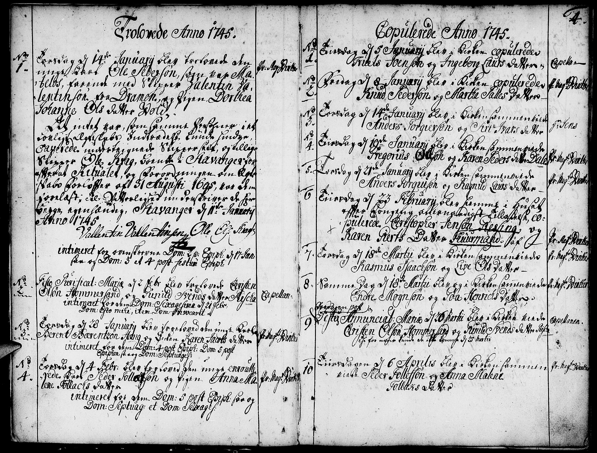 Domkirken sokneprestkontor, SAST/A-101812/001/30/30BA/L0004: Parish register (official) no. A 4, 1744-1782, p. 4