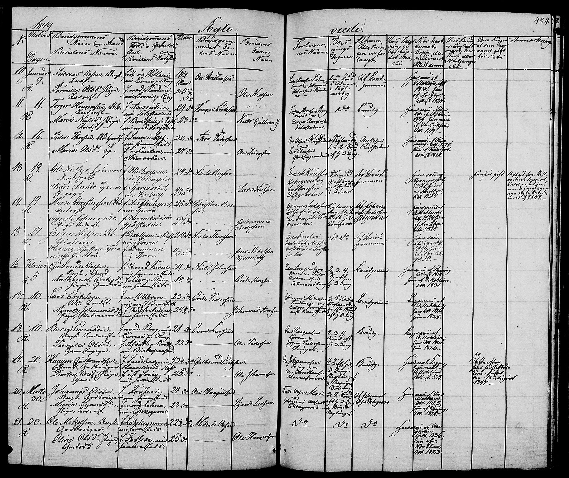 Ringsaker prestekontor, AV/SAH-PREST-014/L/La/L0005: Parish register (copy) no. 5, 1839-1850, p. 424