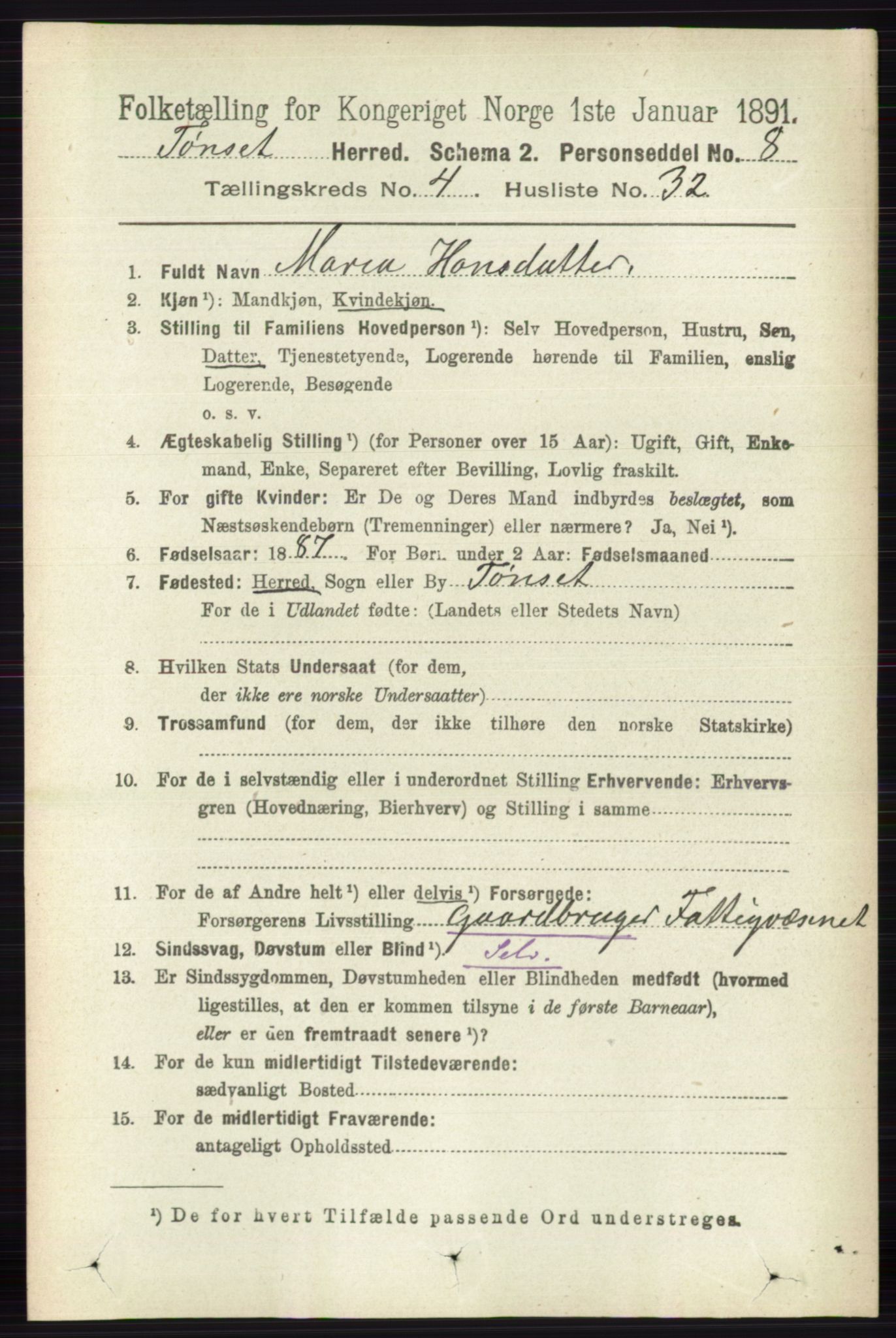 RA, 1891 census for 0437 Tynset, 1891, p. 949