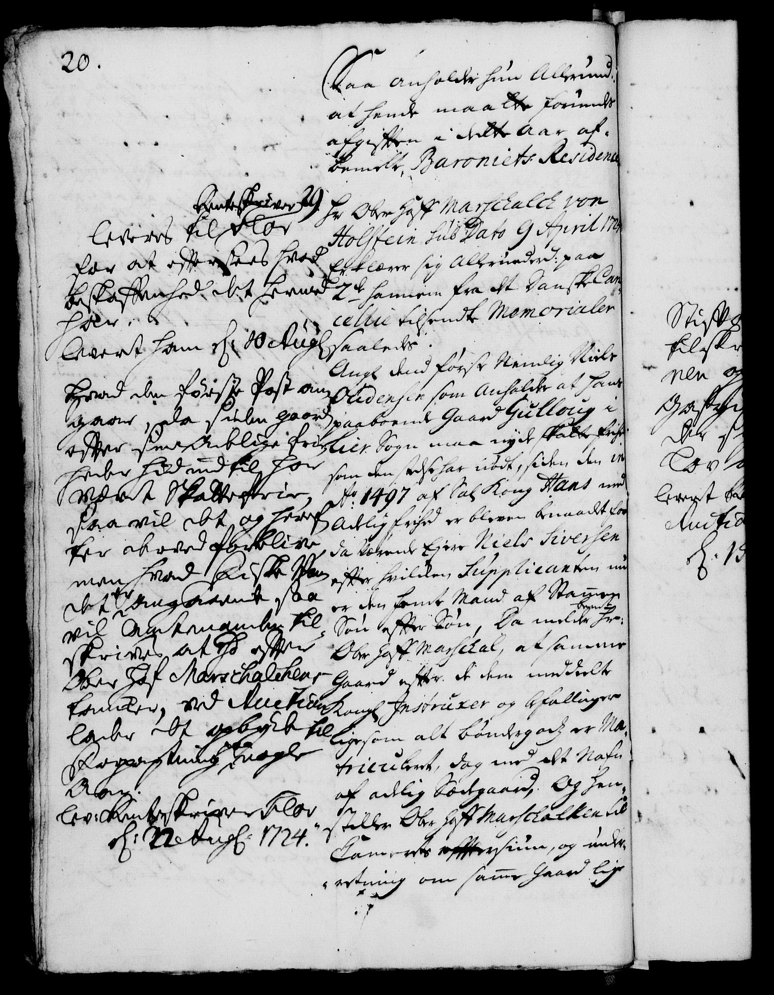Rentekammeret, Kammerkanselliet, AV/RA-EA-3111/G/Gh/Gha/L0007: Norsk ekstraktmemorialprotokoll (merket RK 53.52), 1724-1725, p. 20