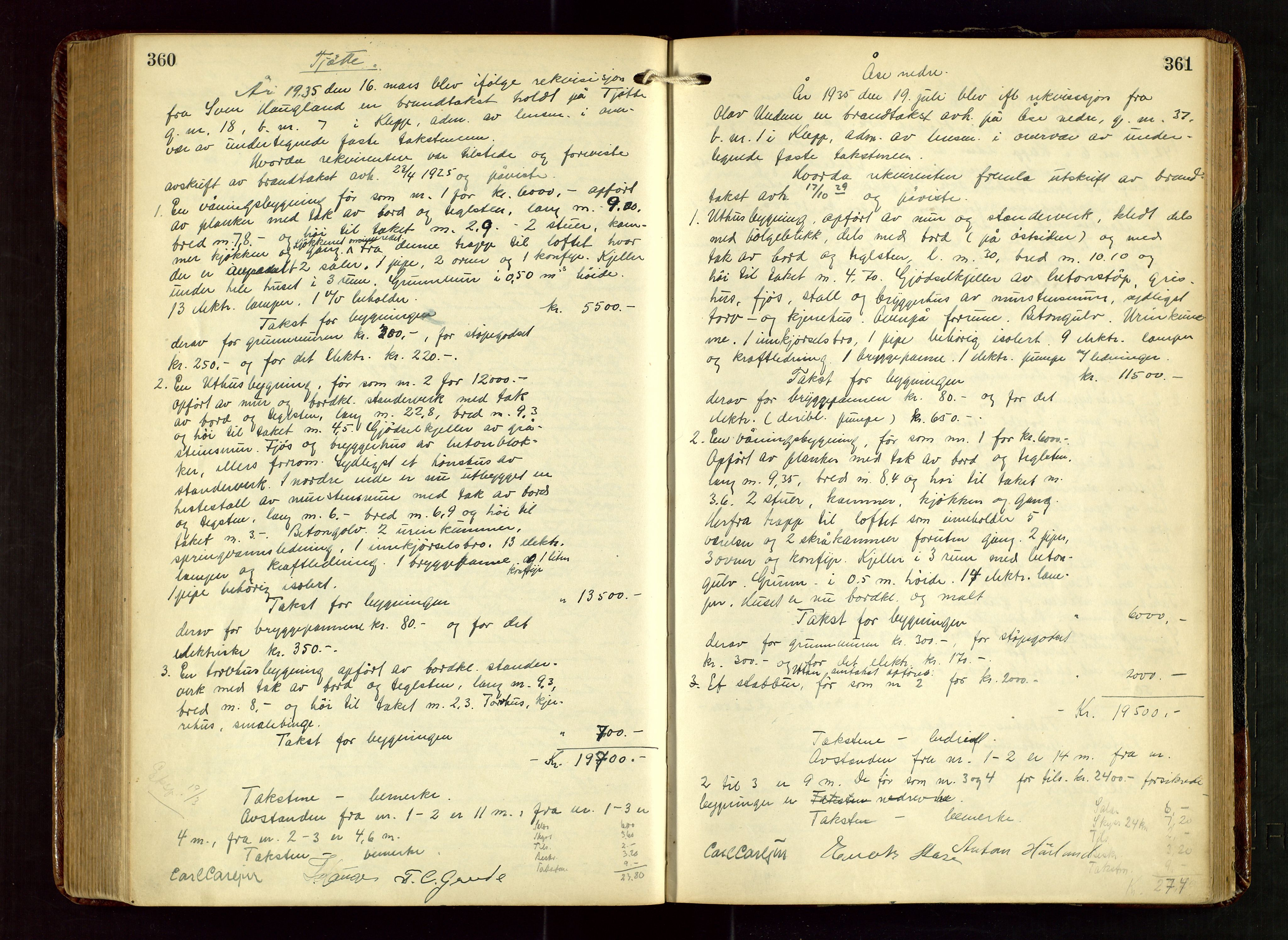 Klepp lensmannskontor, AV/SAST-A-100163/Gob/L0003: "Brandtakstprotokol", 1919-1939, p. 360-361