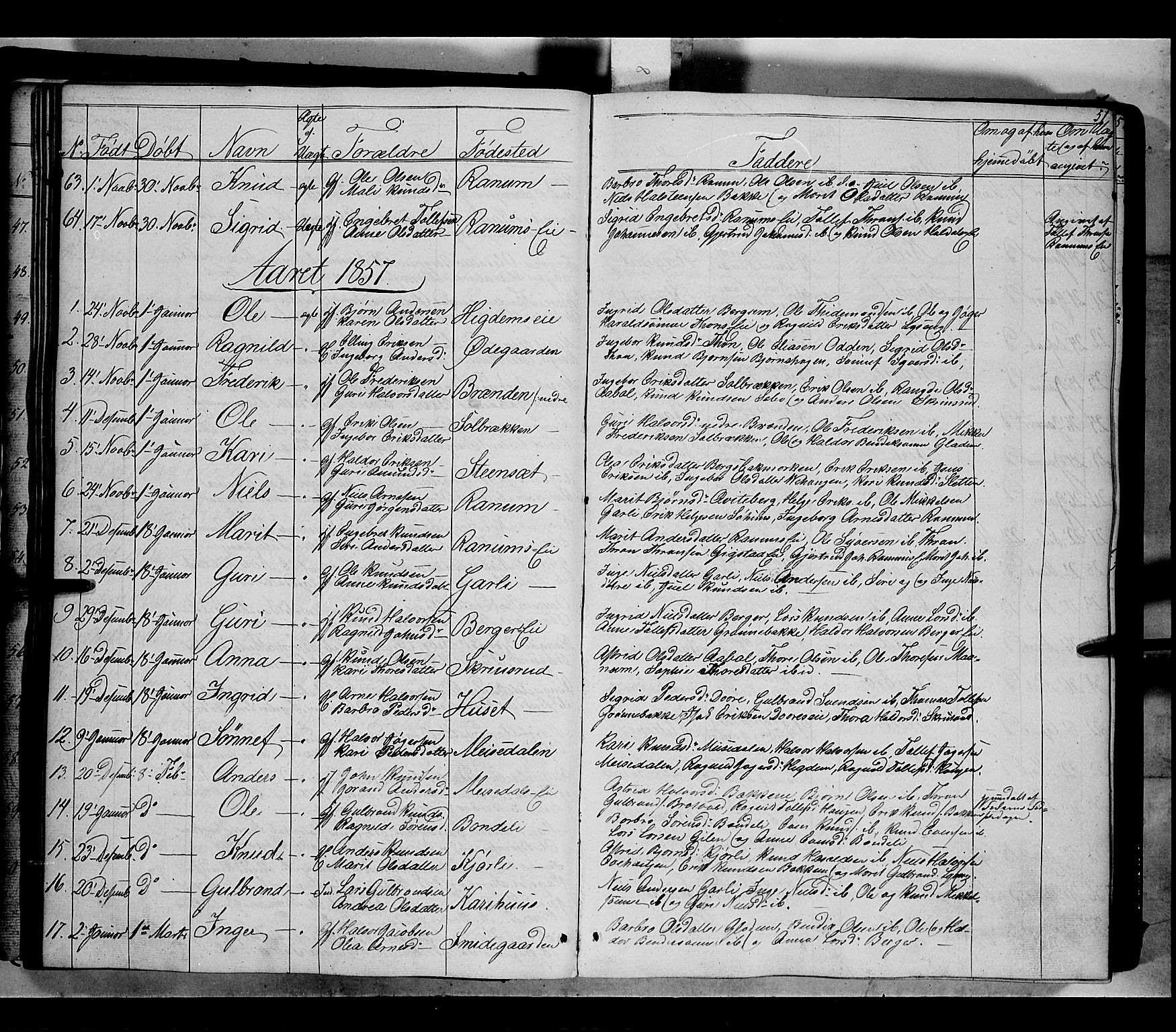 Nord-Aurdal prestekontor, SAH/PREST-132/H/Ha/Haa/L0007: Parish register (official) no. 7, 1842-1863, p. 51