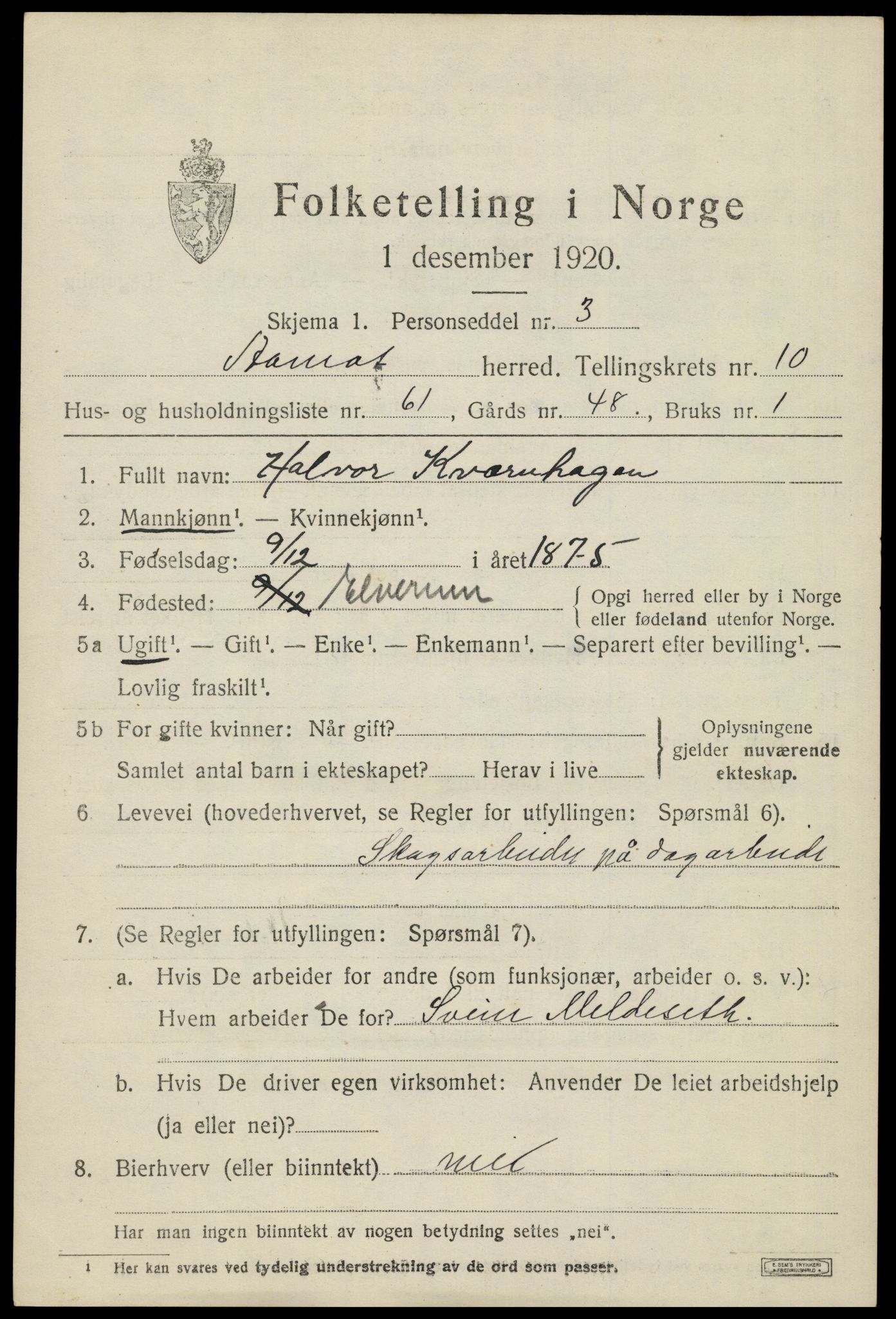 SAH, 1920 census for Åmot, 1920, p. 9401