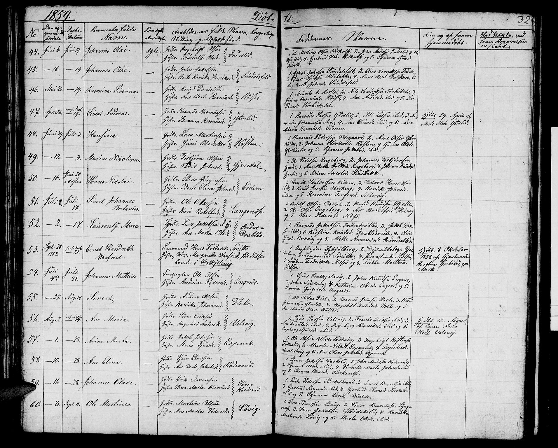 Ministerialprotokoller, klokkerbøker og fødselsregistre - Møre og Romsdal, SAT/A-1454/511/L0156: Parish register (copy) no. 511C02, 1855-1863, p. 32