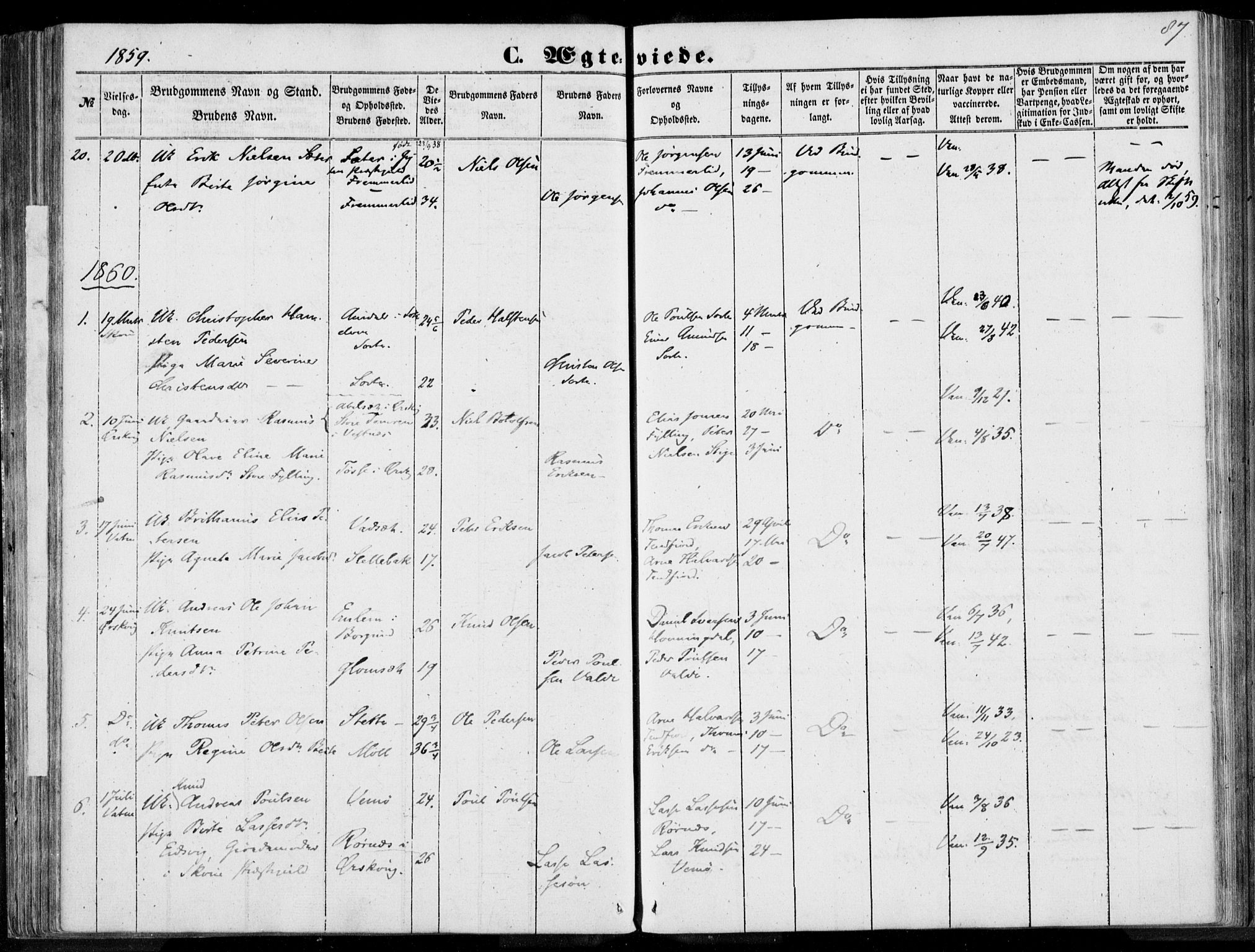 Ministerialprotokoller, klokkerbøker og fødselsregistre - Møre og Romsdal, AV/SAT-A-1454/524/L0354: Parish register (official) no. 524A06, 1857-1863, p. 87