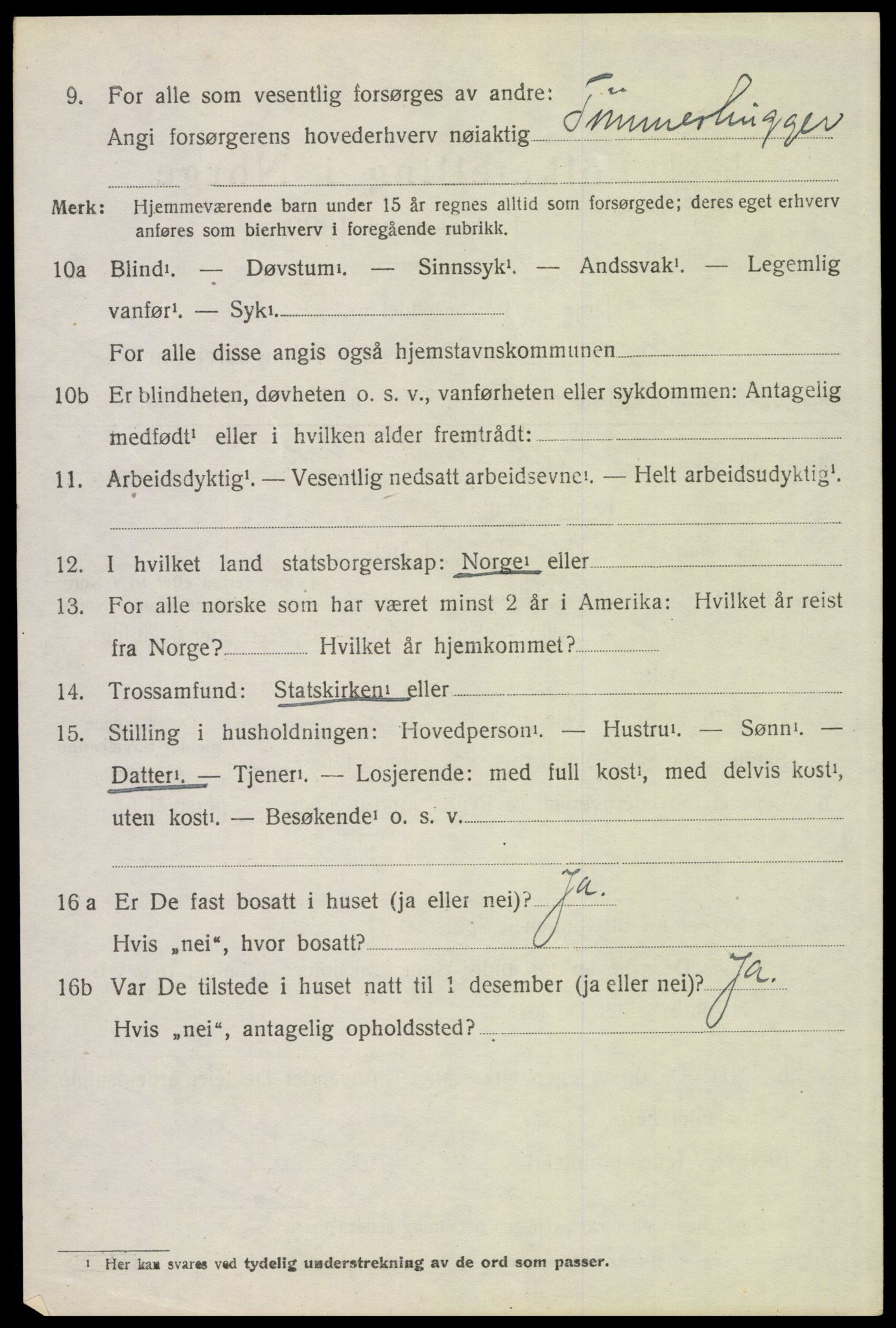 SAH, 1920 census for Trysil, 1920, p. 9484