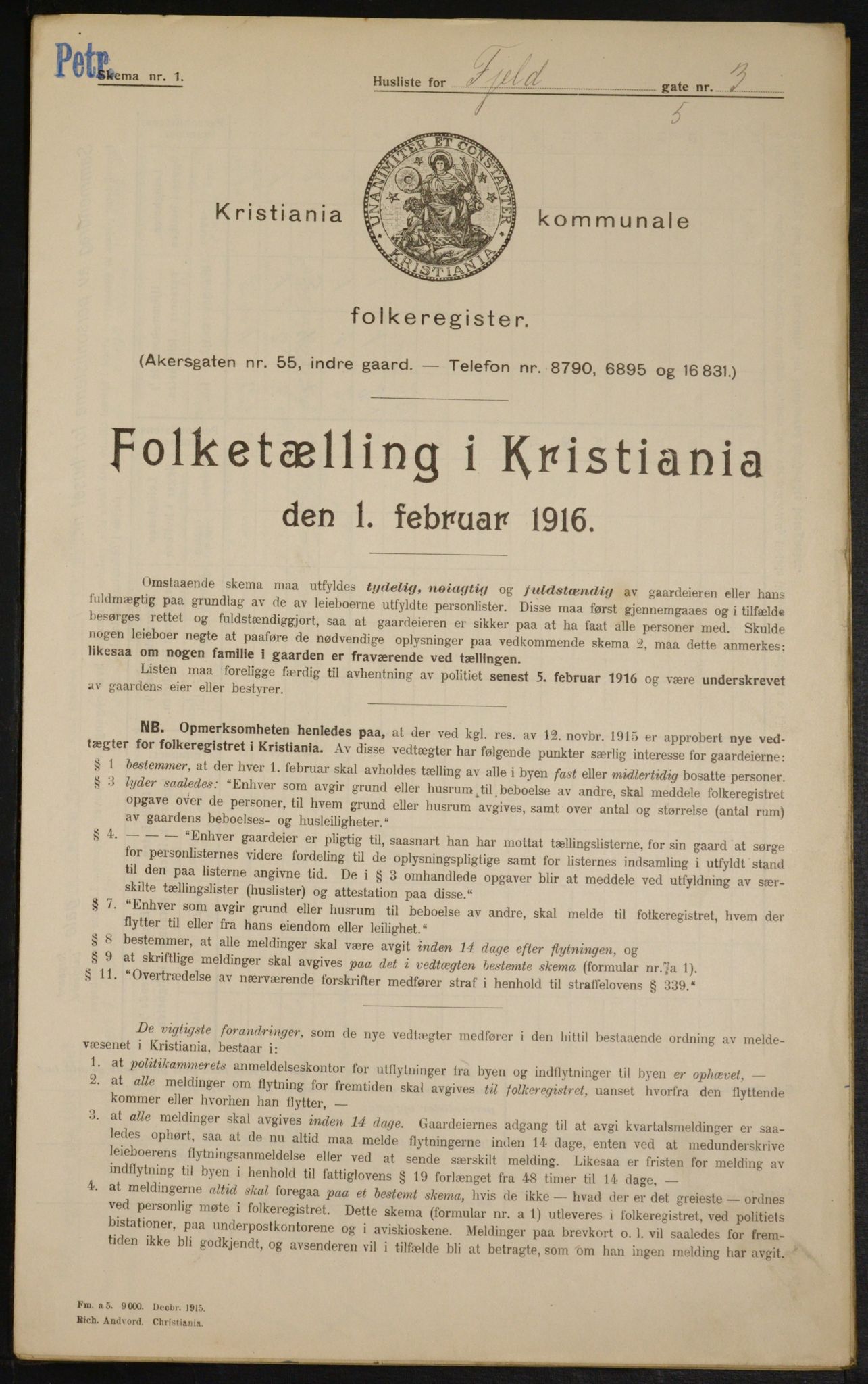 OBA, Municipal Census 1916 for Kristiania, 1916, p. 24689