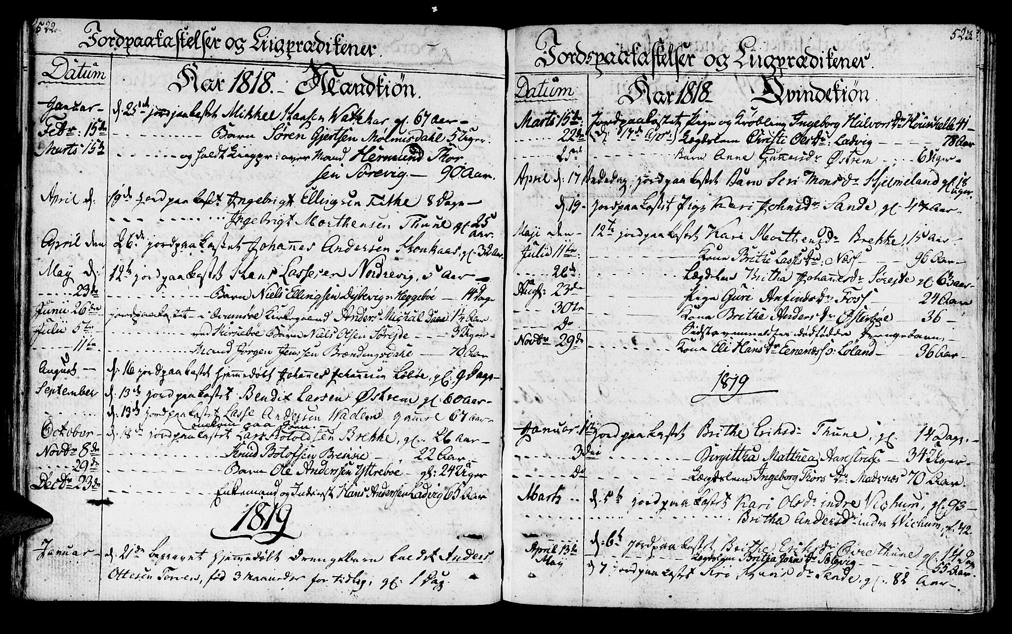 Lavik sokneprestembete, SAB/A-80901: Parish register (official) no. A 1, 1809-1822, p. 522-523
