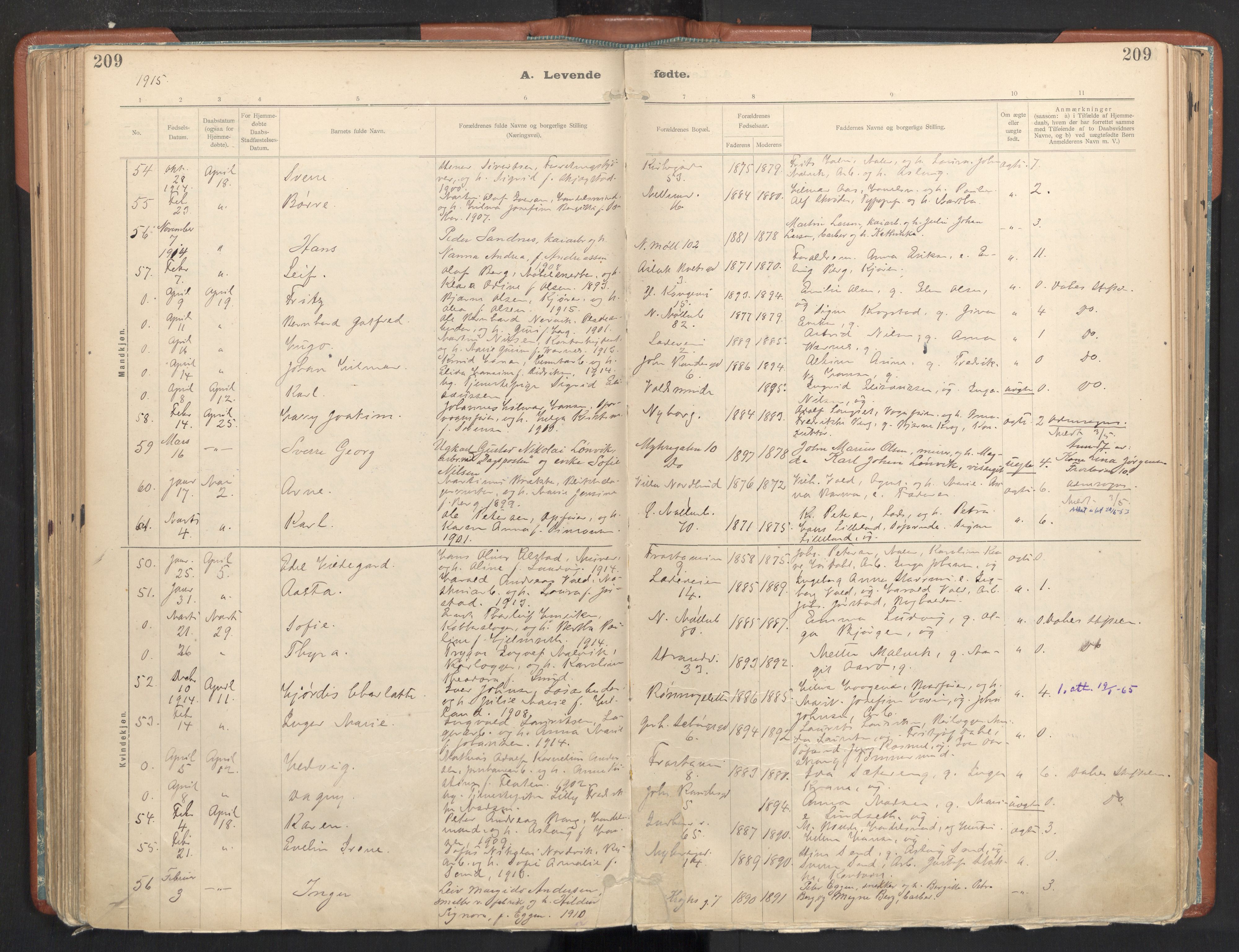 Ministerialprotokoller, klokkerbøker og fødselsregistre - Sør-Trøndelag, SAT/A-1456/605/L0243: Parish register (official) no. 605A05, 1908-1923, p. 209