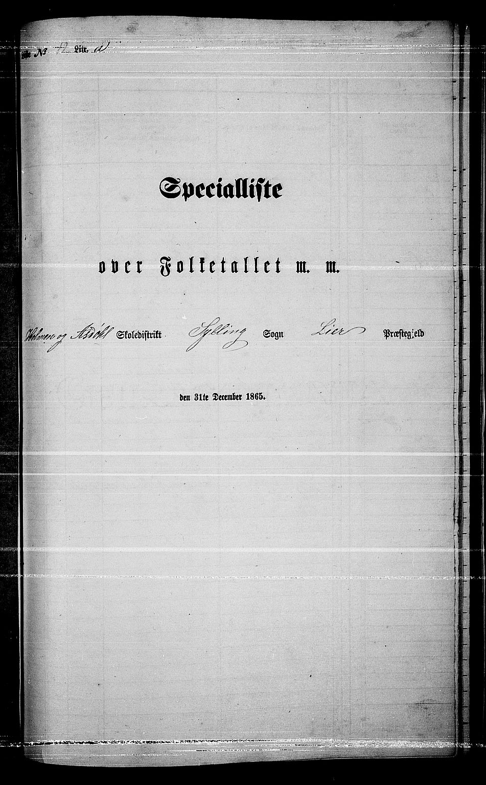 RA, 1865 census for Lier, 1865, p. 231