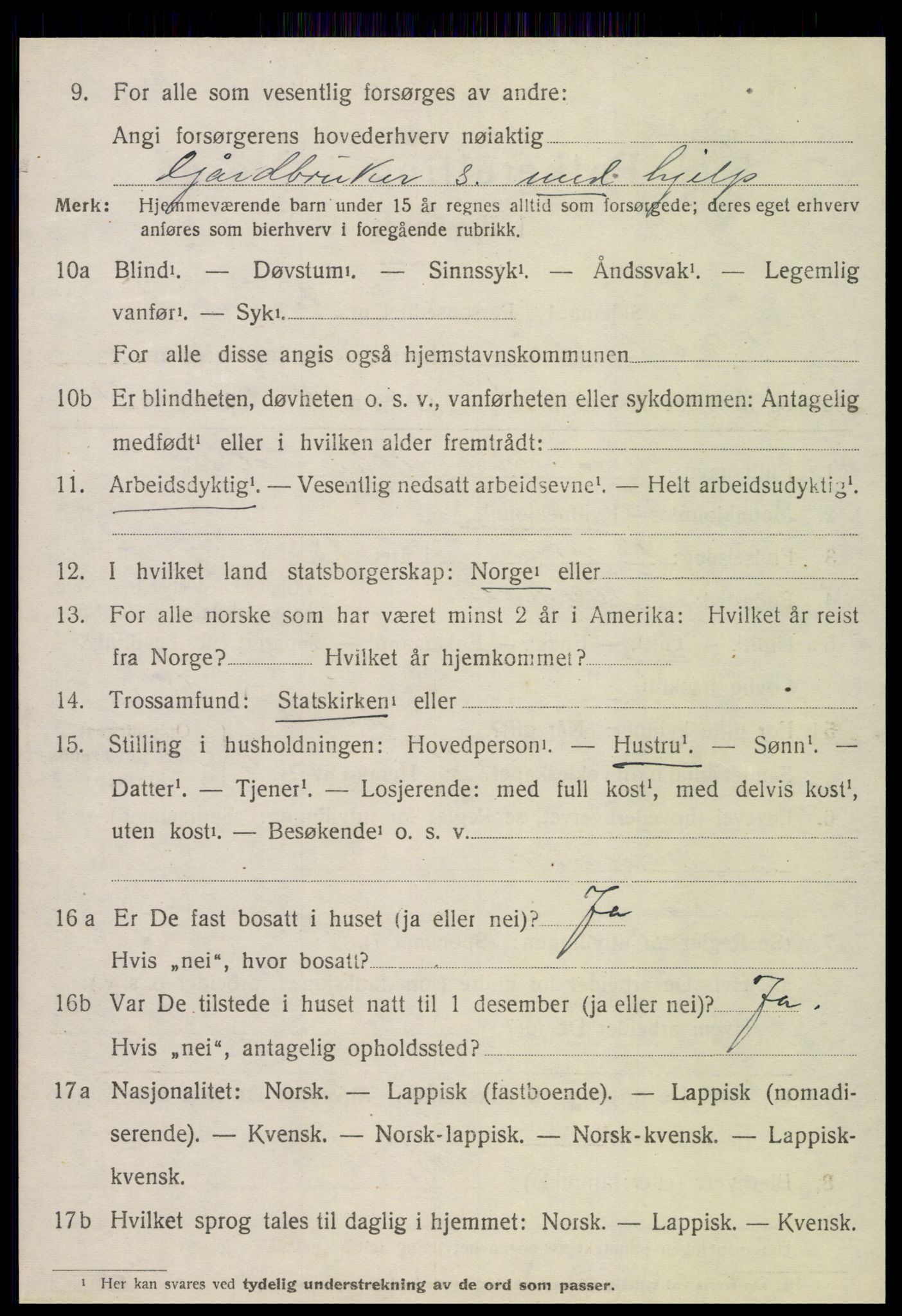 SAT, 1920 census for Overhalla, 1920, p. 2043