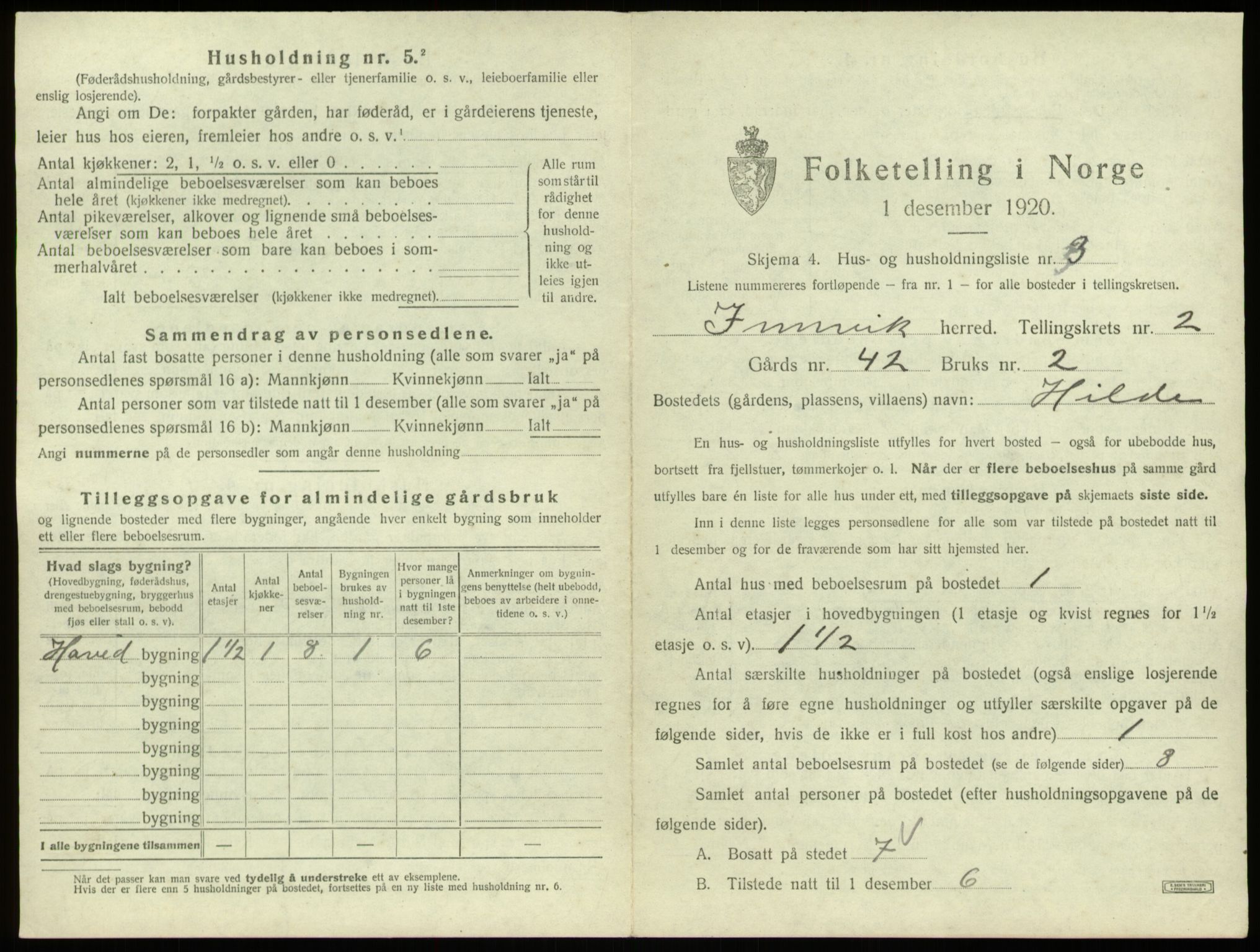 SAB, 1920 census for Innvik, 1920, p. 80