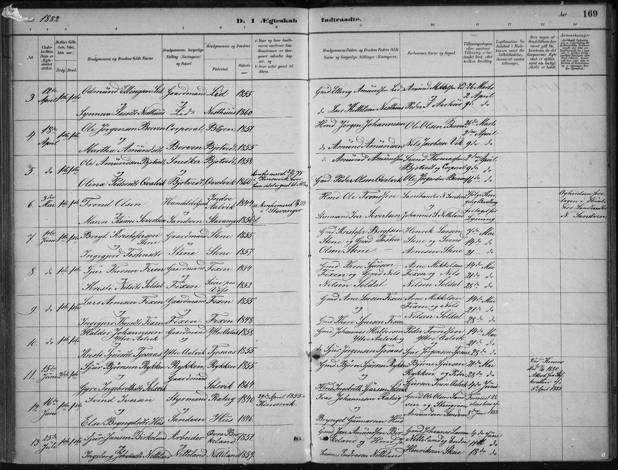 Kvam sokneprestembete, SAB/A-76201/H/Haa: Parish register (official) no. B  1, 1880-1908, p. 169