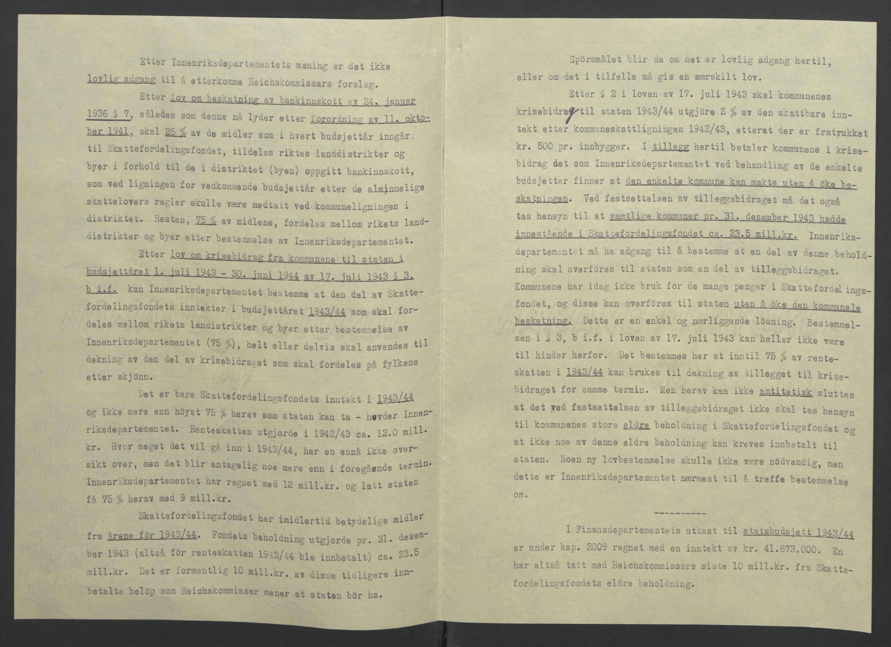 NS-administrasjonen 1940-1945 (Statsrådsekretariatet, de kommisariske statsråder mm), AV/RA-S-4279/D/Db/L0090: Foredrag til vedtak utenfor ministermøte, 1942-1945, p. 201