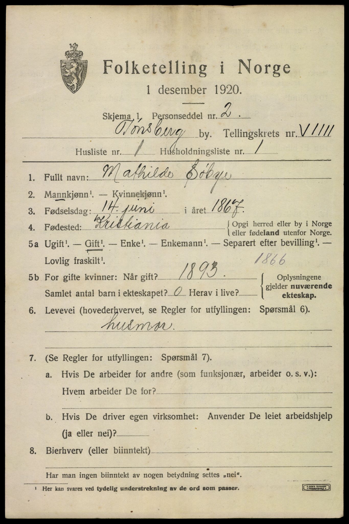 SAKO, 1920 census for Tønsberg, 1920, p. 17315