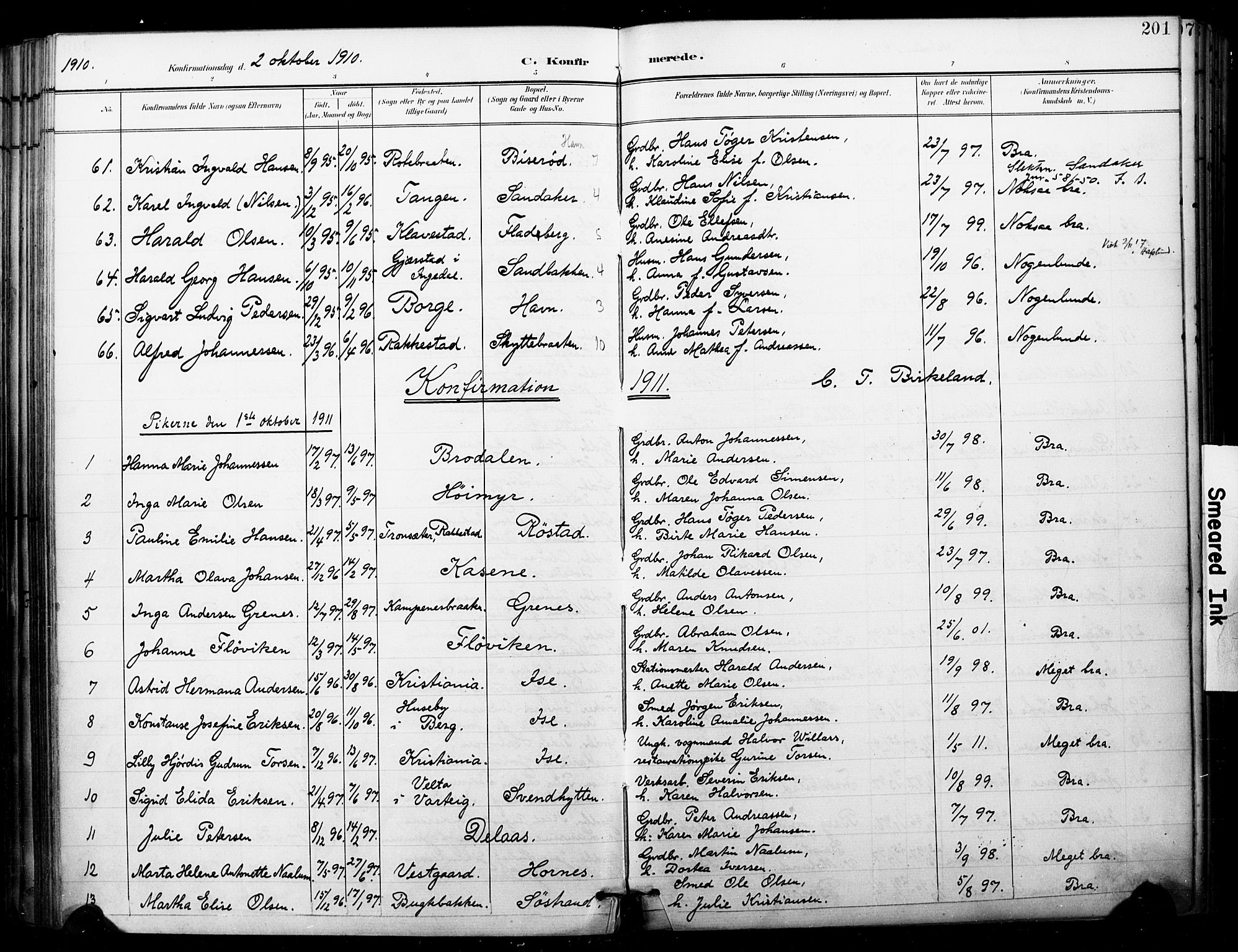 Skjeberg prestekontor Kirkebøker, SAO/A-10923/F/Fa/L0010: Parish register (official) no. I 10, 1898-1911, p. 201