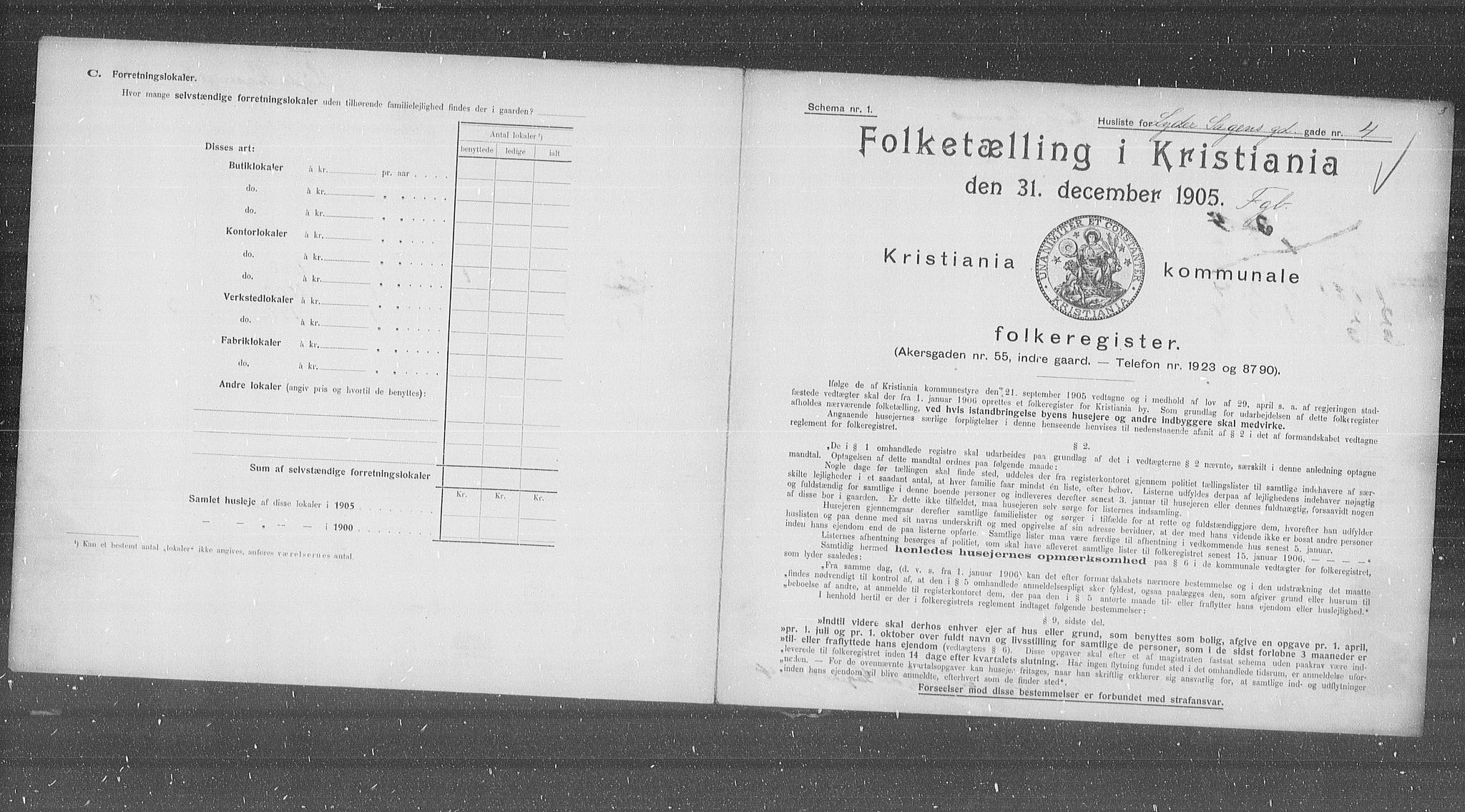 OBA, Municipal Census 1905 for Kristiania, 1905, p. 30733