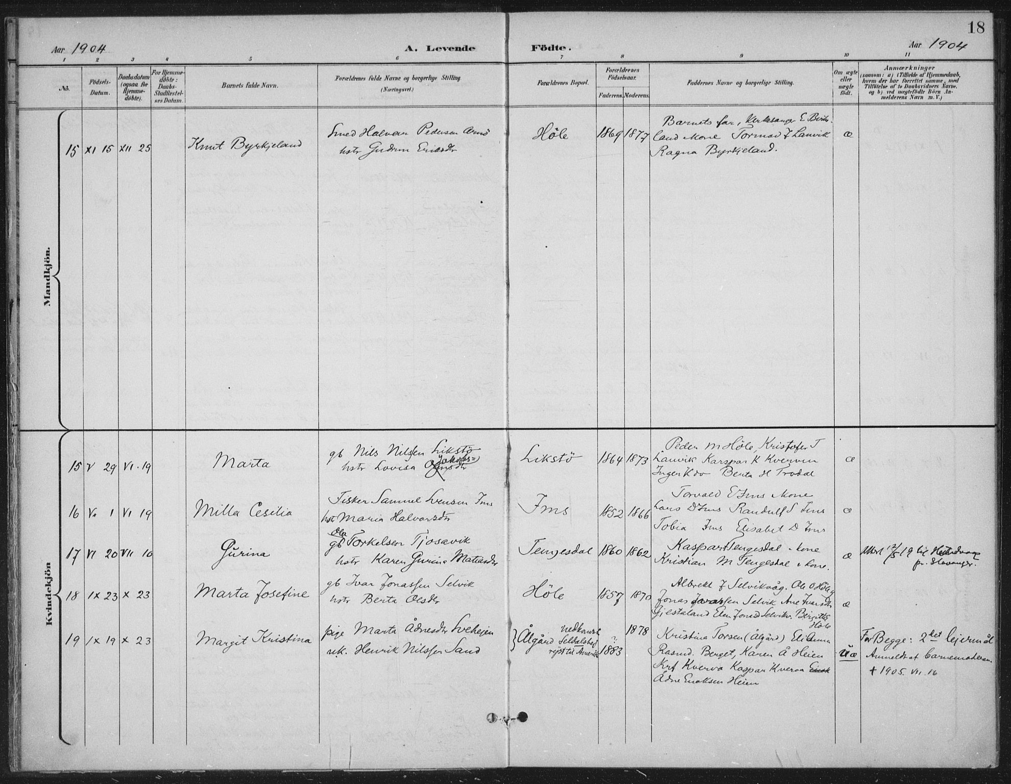 Høgsfjord sokneprestkontor, AV/SAST-A-101624/H/Ha/Haa/L0008: Parish register (official) no. A 8, 1898-1920, p. 18