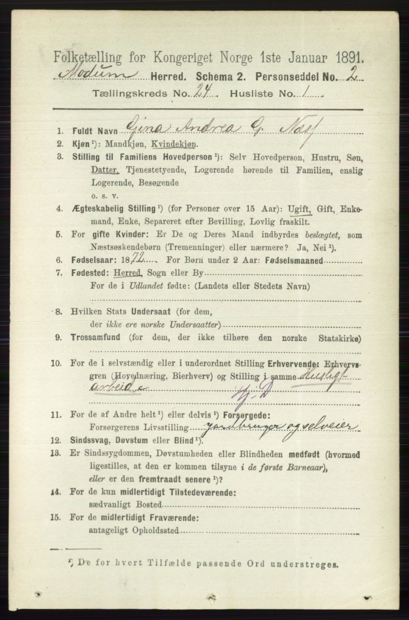 RA, 1891 census for 0623 Modum, 1891, p. 8844