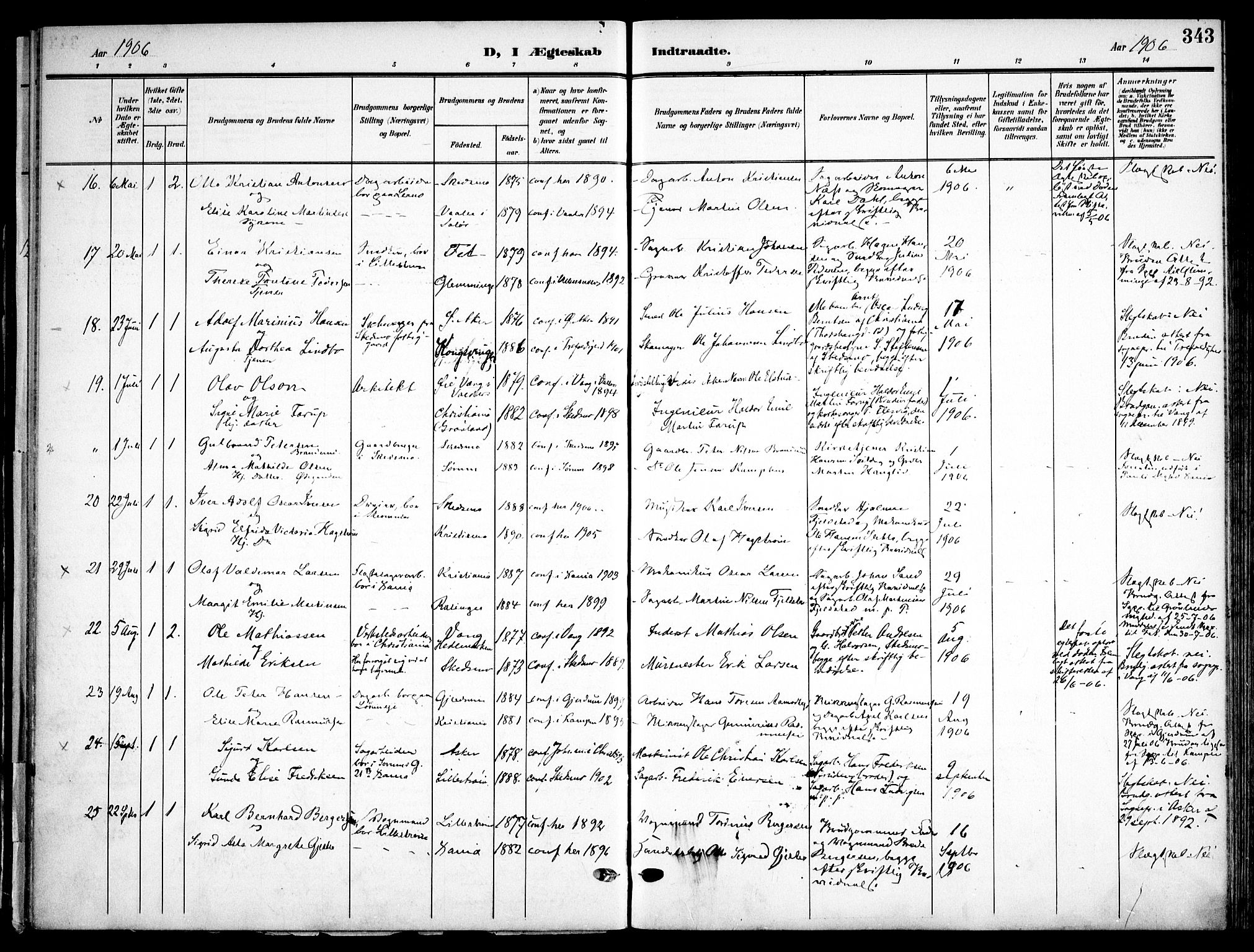 Skedsmo prestekontor Kirkebøker, AV/SAO-A-10033a/F/Fa/L0015: Parish register (official) no. I 15, 1902-1917, p. 343