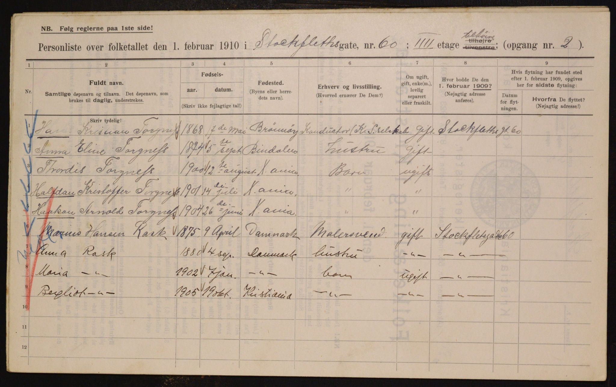 OBA, Municipal Census 1910 for Kristiania, 1910, p. 97216