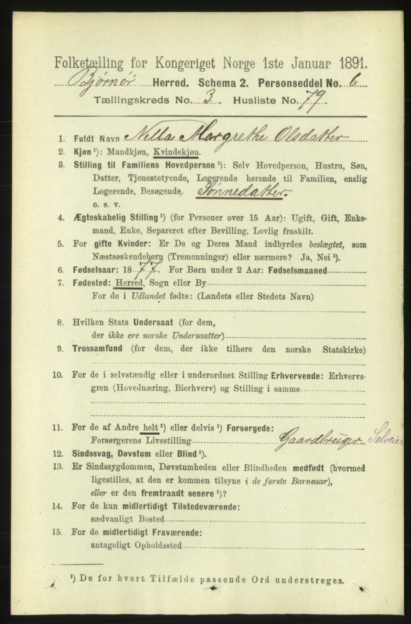 RA, 1891 census for 1632 Bjørnør, 1891, p. 1739