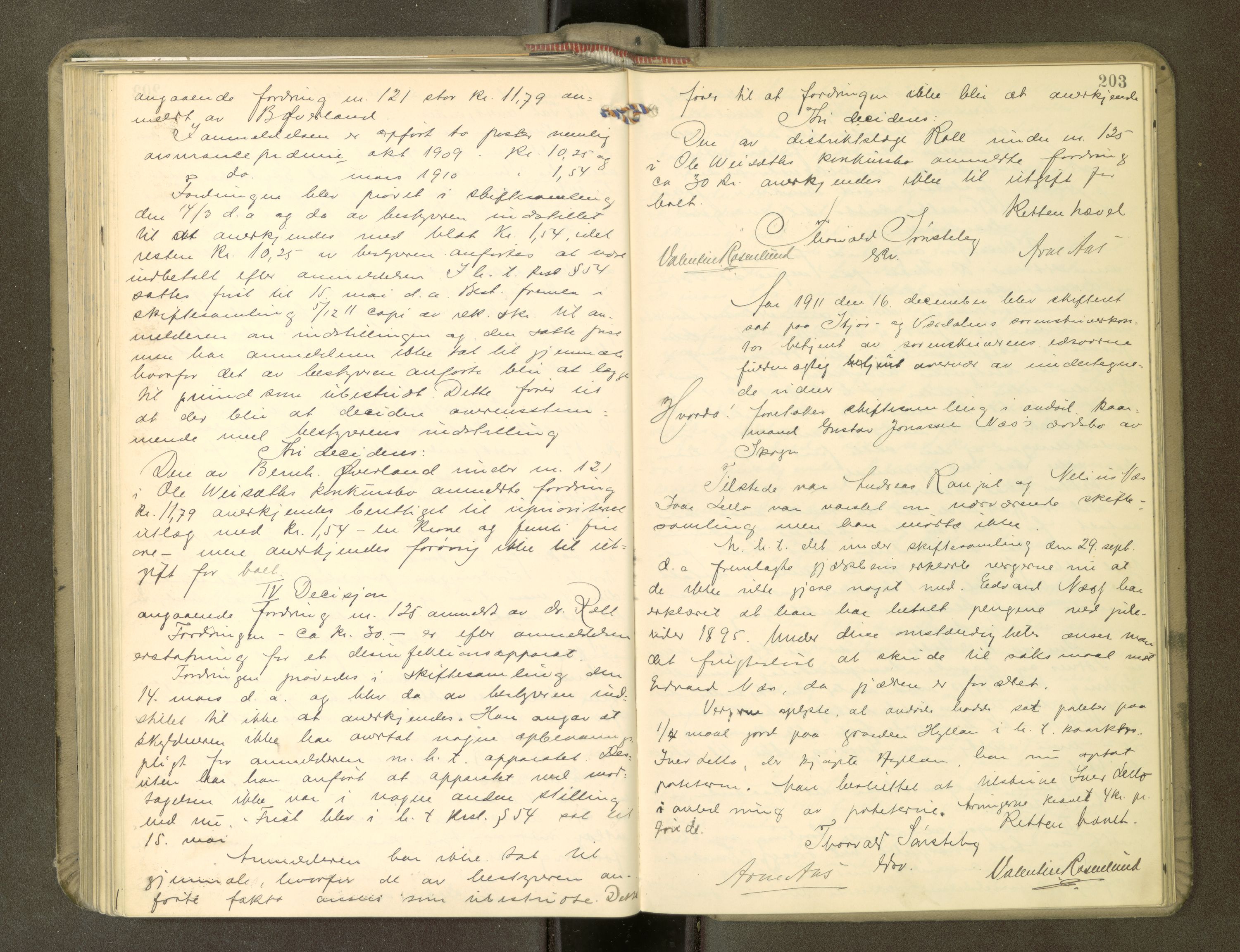 Stjør- og Verdal sorenskriveri, AV/SAT-A-4167/1/3/3B/L0011: Skifteforhandlingsprotokoll, 1909-1912, p. 203