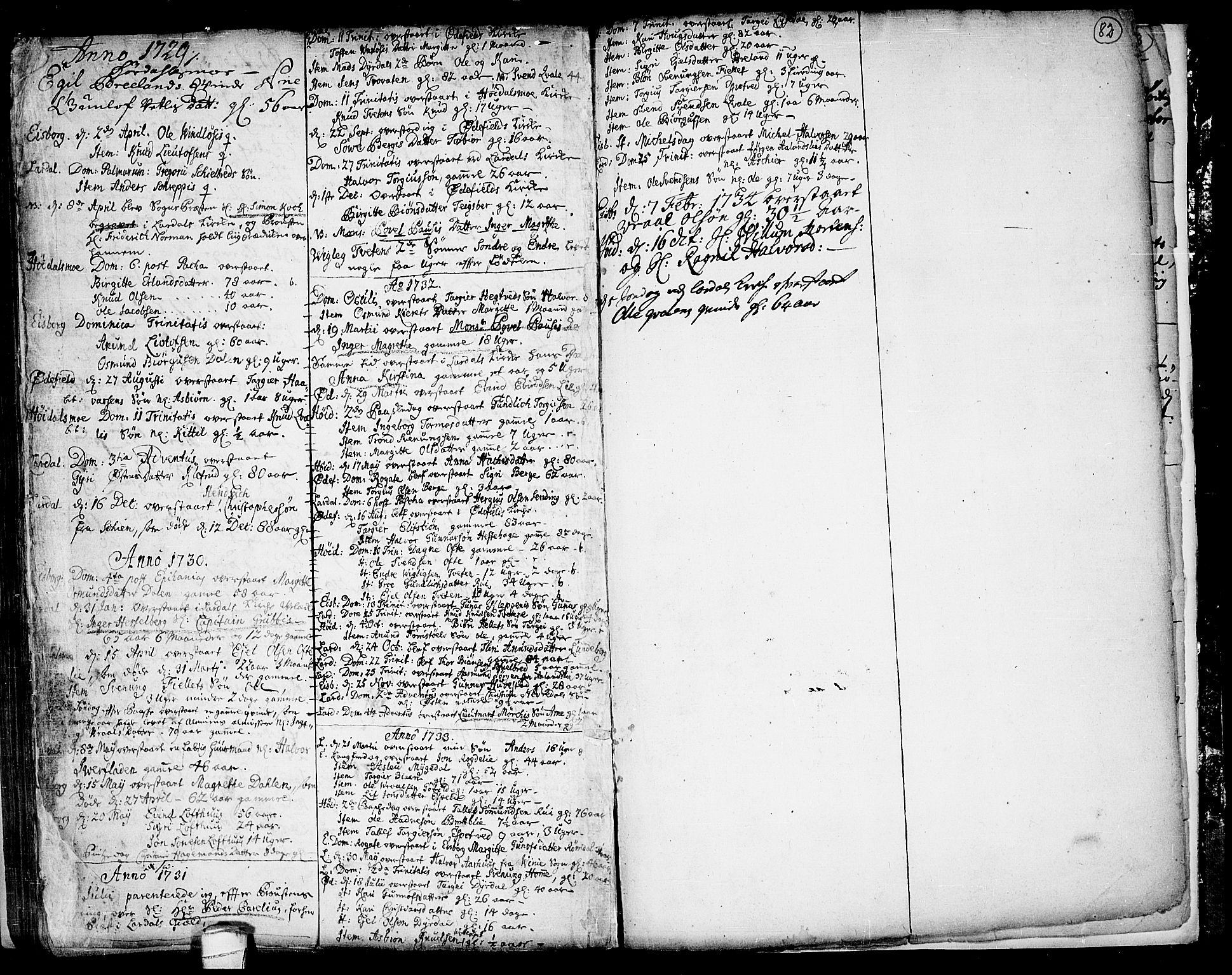 Lårdal kirkebøker, SAKO/A-284/F/Fa/L0001: Parish register (official) no. I 1, 1721-1734, p. 82