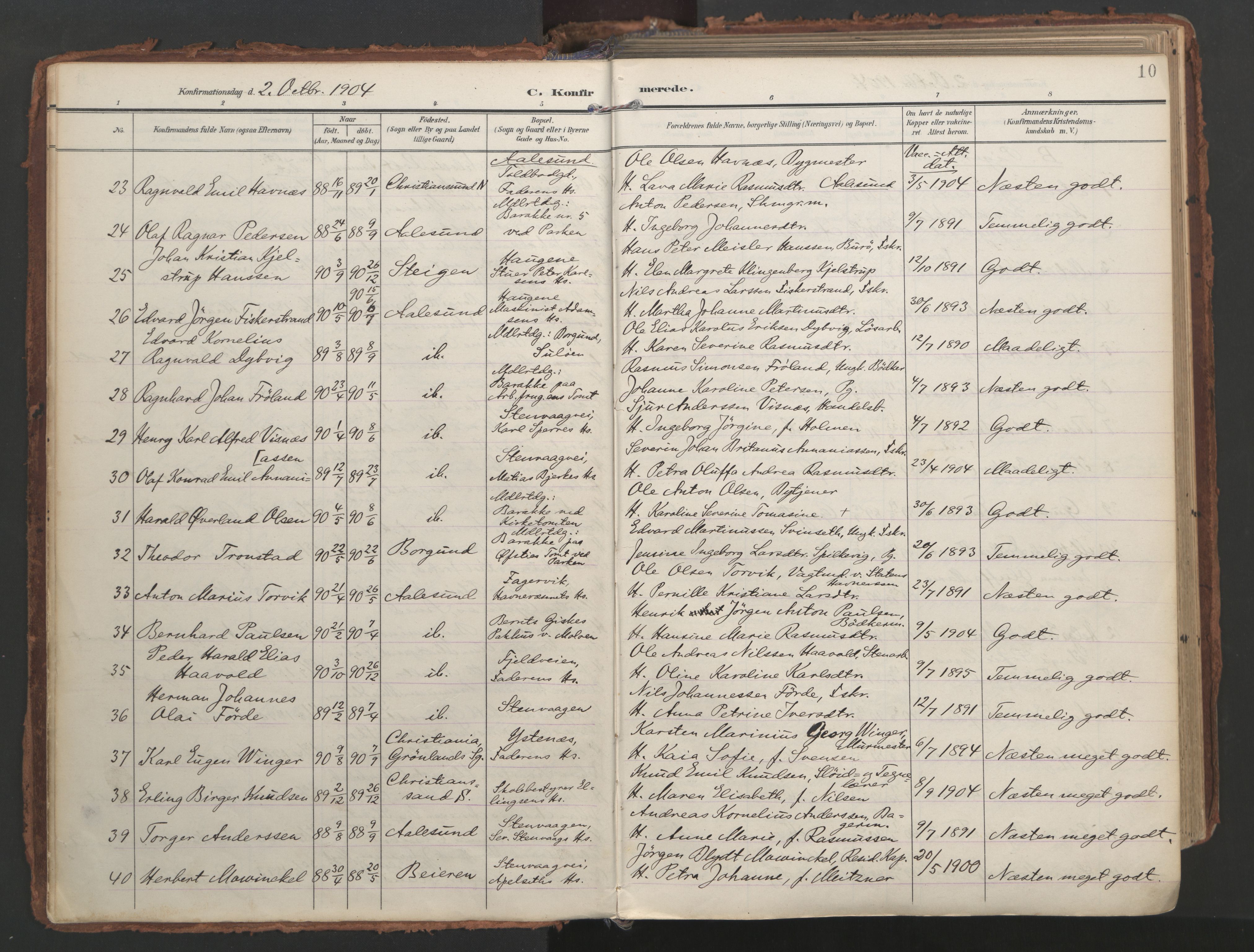 Ministerialprotokoller, klokkerbøker og fødselsregistre - Møre og Romsdal, AV/SAT-A-1454/529/L0459: Parish register (official) no. 529A09, 1904-1917, p. 10