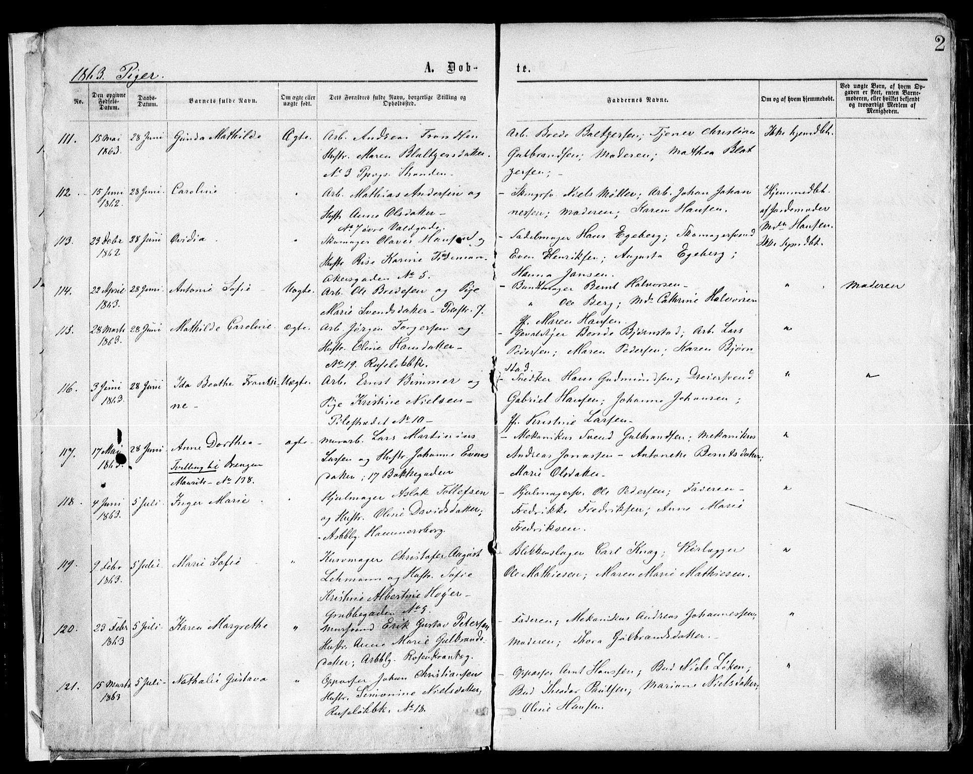 Trefoldighet prestekontor Kirkebøker, SAO/A-10882/F/Fa/L0002: Parish register (official) no. I 2, 1863-1870, p. 2