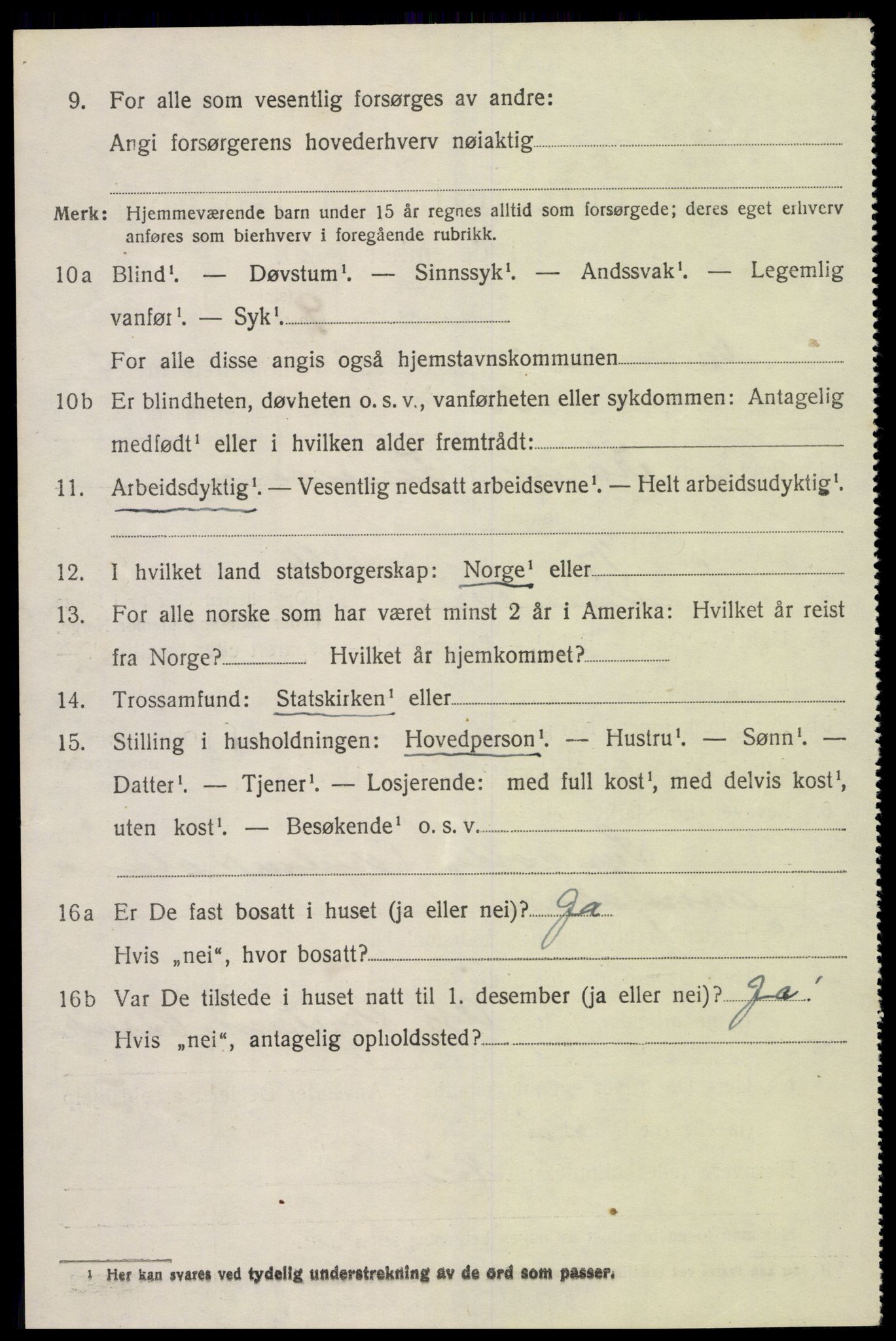 SAK, 1920 census for Vennesla, 1920, p. 3219