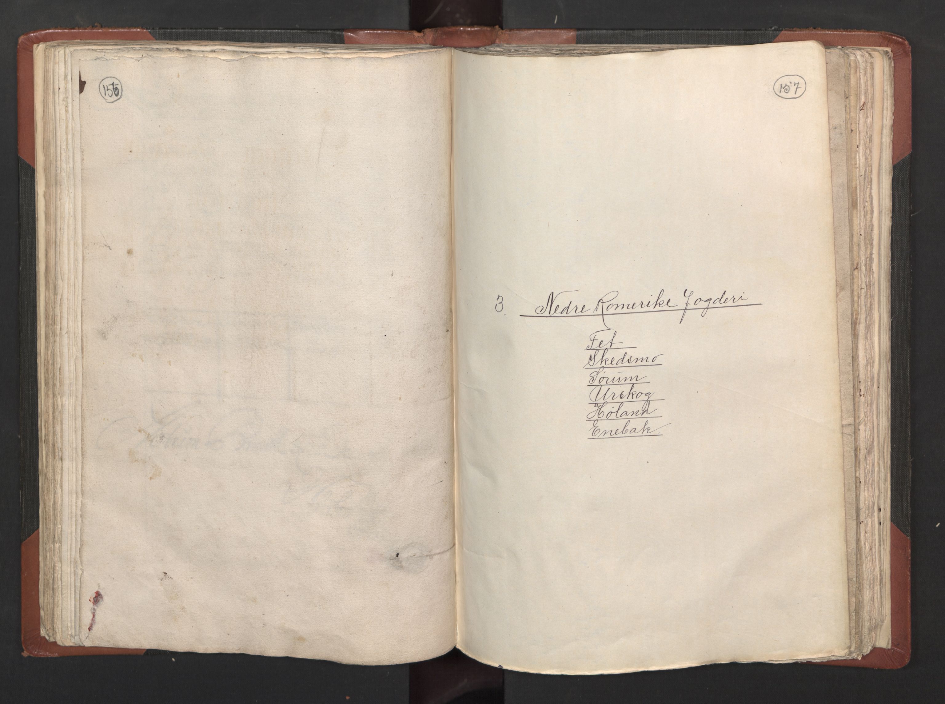 RA, Bailiff's Census 1664-1666, no. 2: Aker fogderi, Follo fogderi, Nedre Romerike fogderi and Øvre Romerike fogderi, 1664, p. 156-157