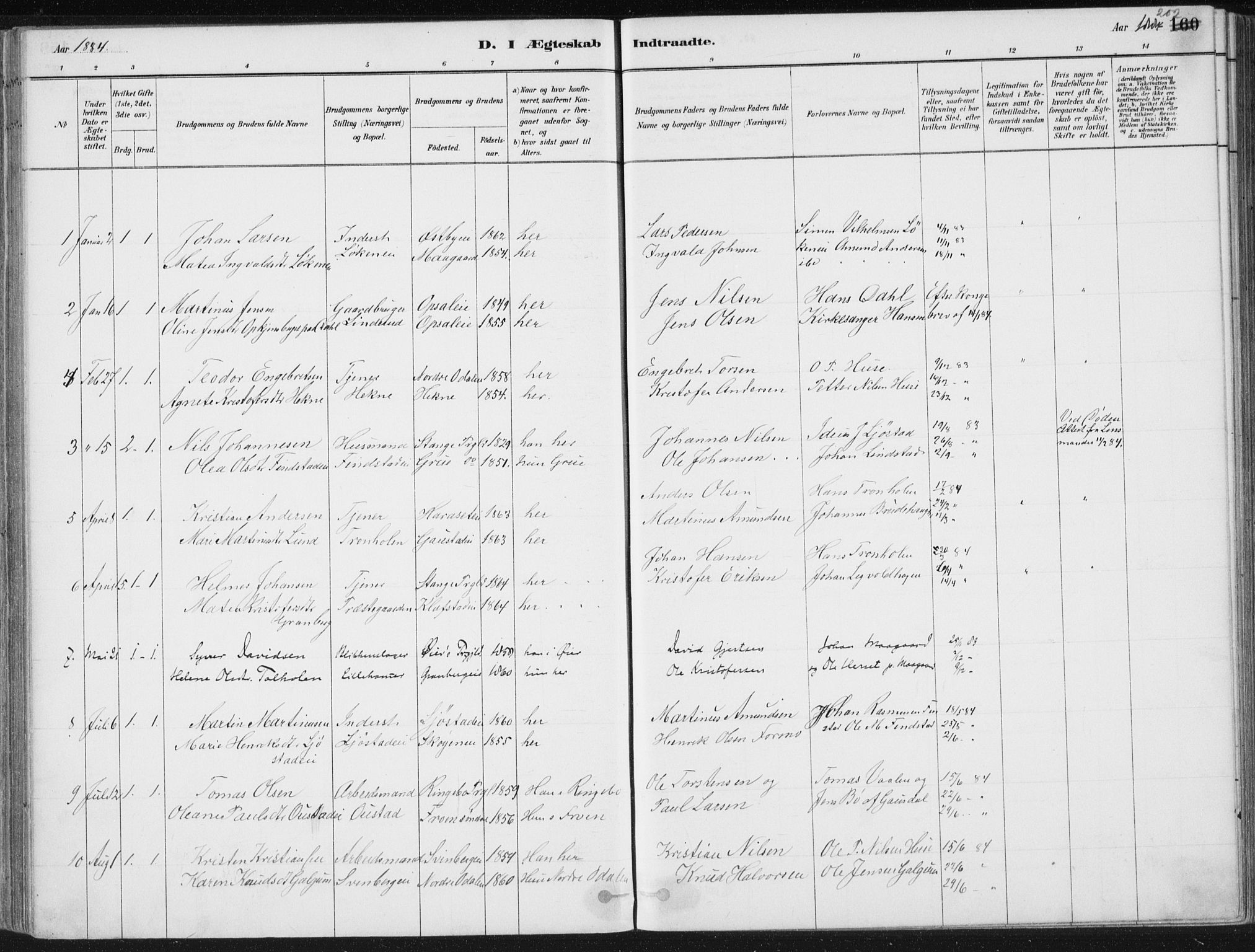 Romedal prestekontor, SAH/PREST-004/K/L0010: Parish register (official) no. 10, 1880-1895, p. 202