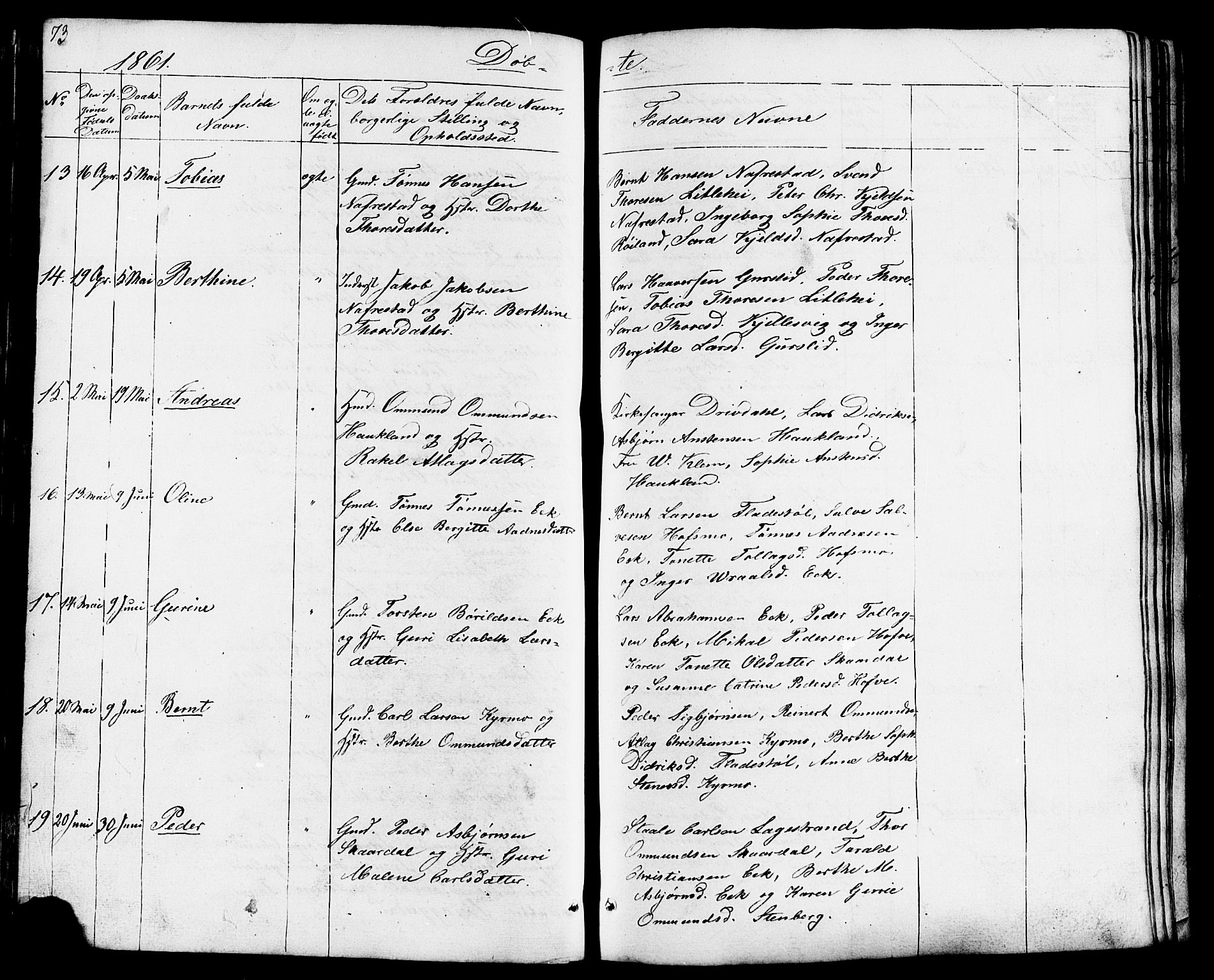 Lund sokneprestkontor, AV/SAST-A-101809/S07/L0003: Parish register (copy) no. B 3, 1848-1885, p. 73