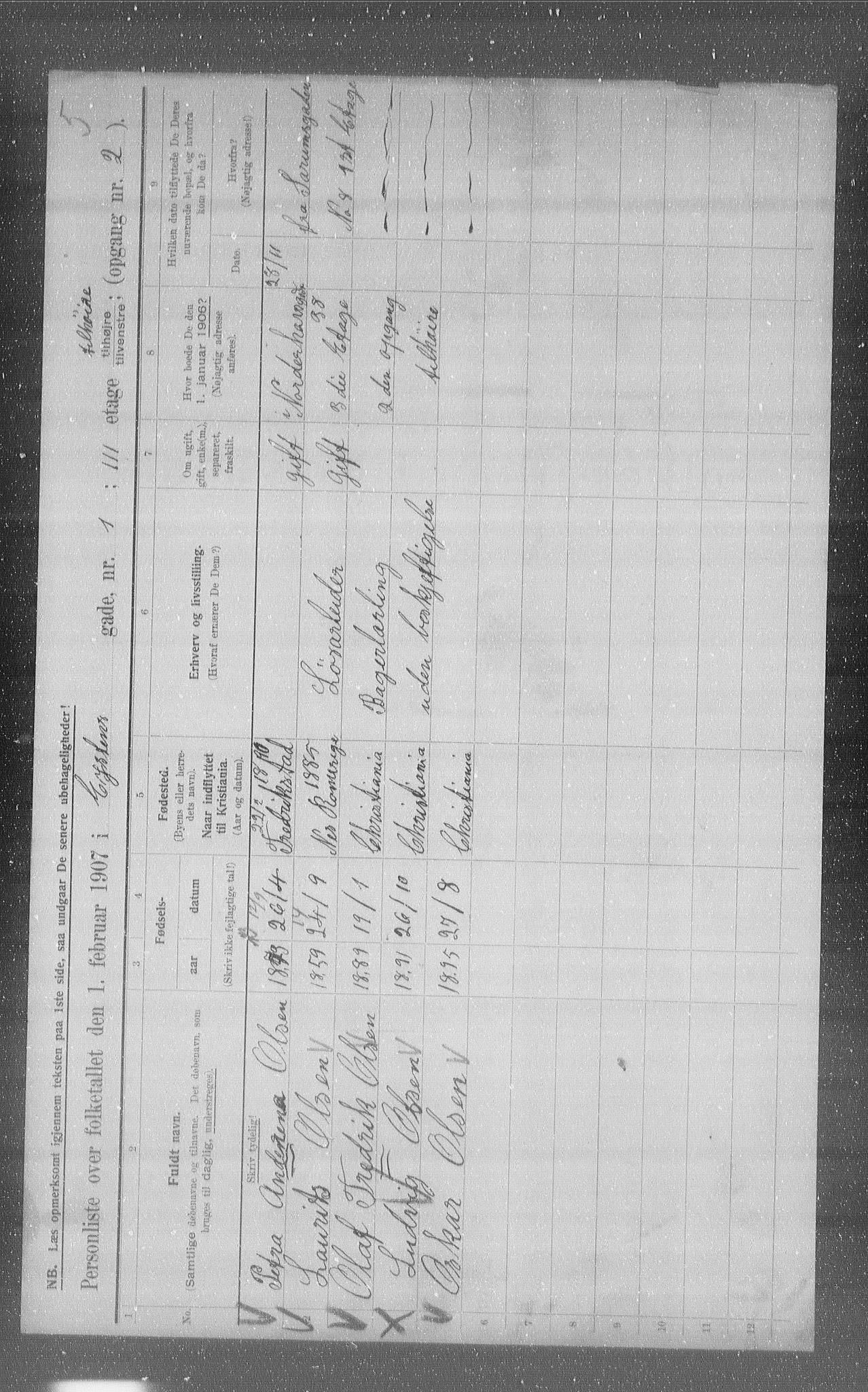 OBA, Municipal Census 1907 for Kristiania, 1907, p. 66247